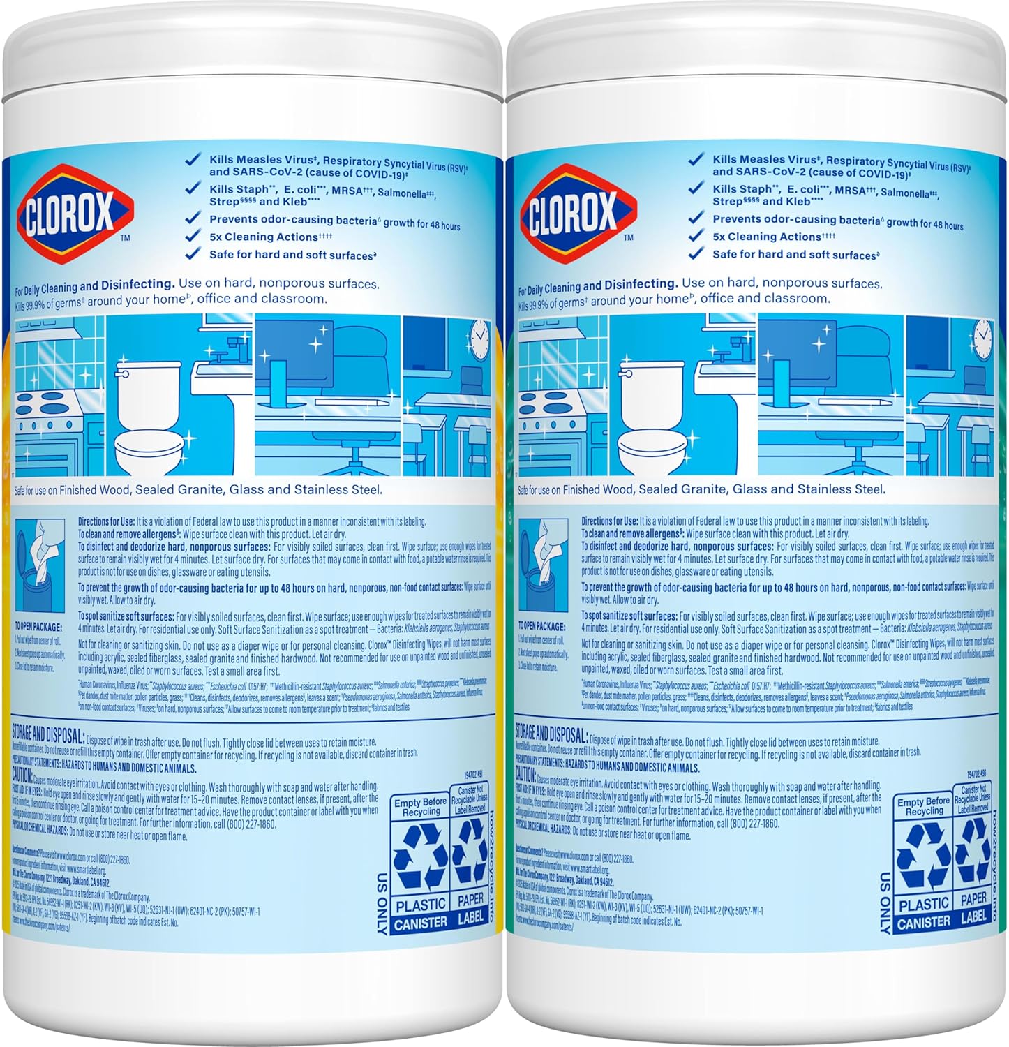 Clorox Disinfecting Cleaning Wipes Variety Pack, 75 Count Each, Pack of 2 (Package May Vary) - Image 8