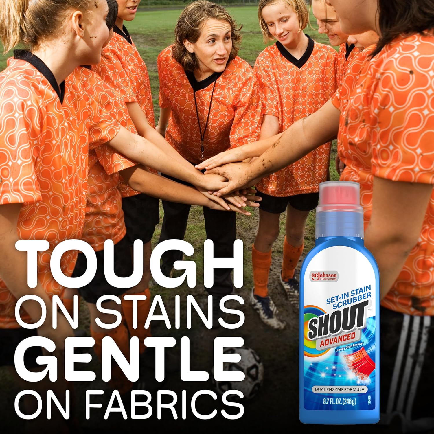 Shout Advanced Stain Remover Gel for Clothes Laundry, Ultra Concentrated Gel with Built-in Scrubber Brush for Deep Set-In stains, 8.7oz - Image 6