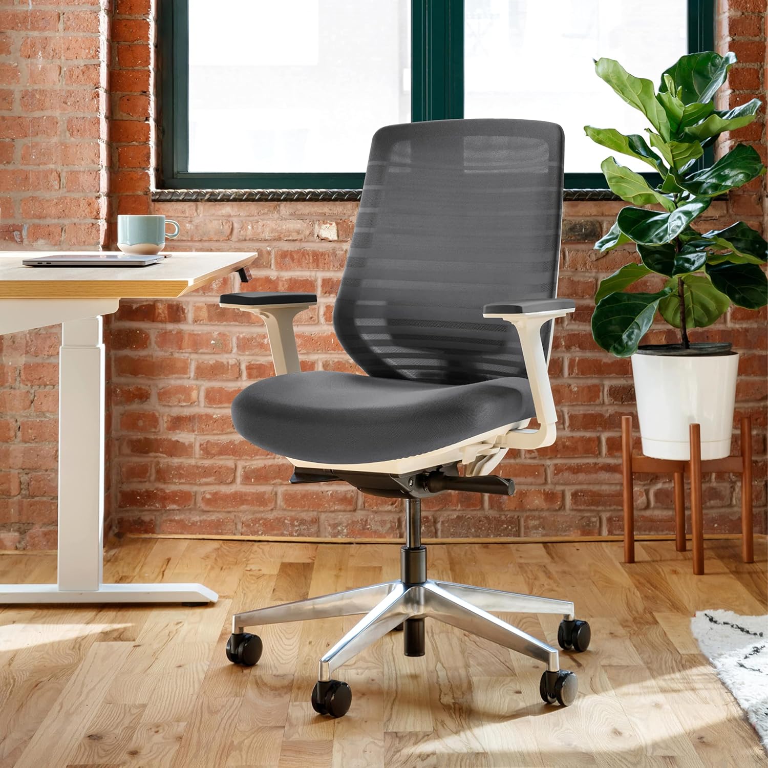 Branch Ergonomic Chair - A Versatile Desk Chair with Adjustable Lumbar Support, Breathable Mesh Backrest, and Smooth Wheels - Experience Optimal Comfort and Support - Graphite - White - Image 5
