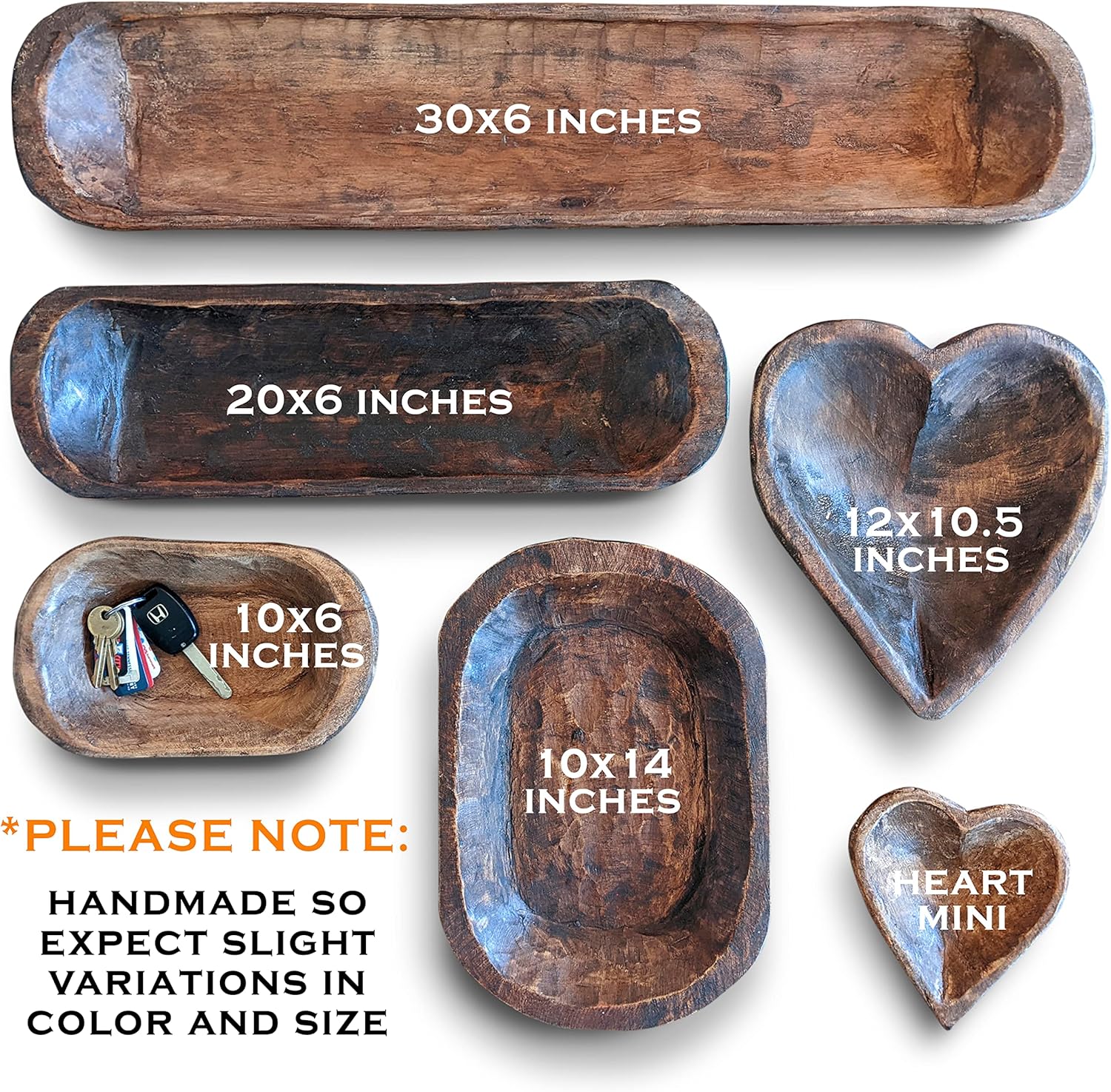 MAINEVENT Decorative Bowl Home Decor Approx 10 Inch, Hand Crafted Wooden Dough Bowl Decor, Wooden, Table Centerpiece Decor Bowl, Wood Decorative Wood Dough Centerpiece, Made in USA - Image 4