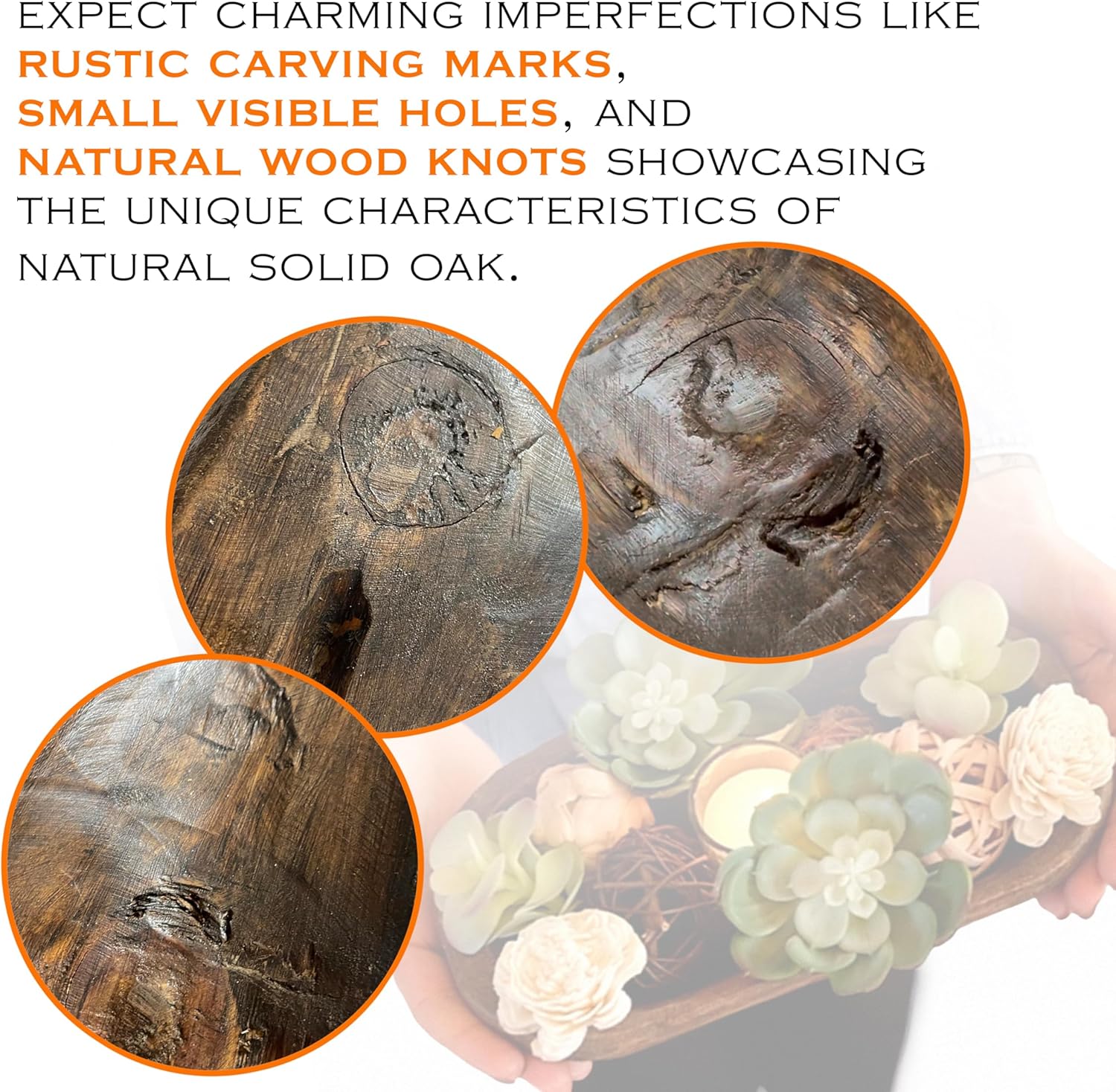 MAINEVENT Decorative Bowl Home Decor Approx 10 Inch, Hand Crafted Wooden Dough Bowl Decor, Wooden, Table Centerpiece Decor Bowl, Wood Decorative Wood Dough Centerpiece, Made in USA - Image 6