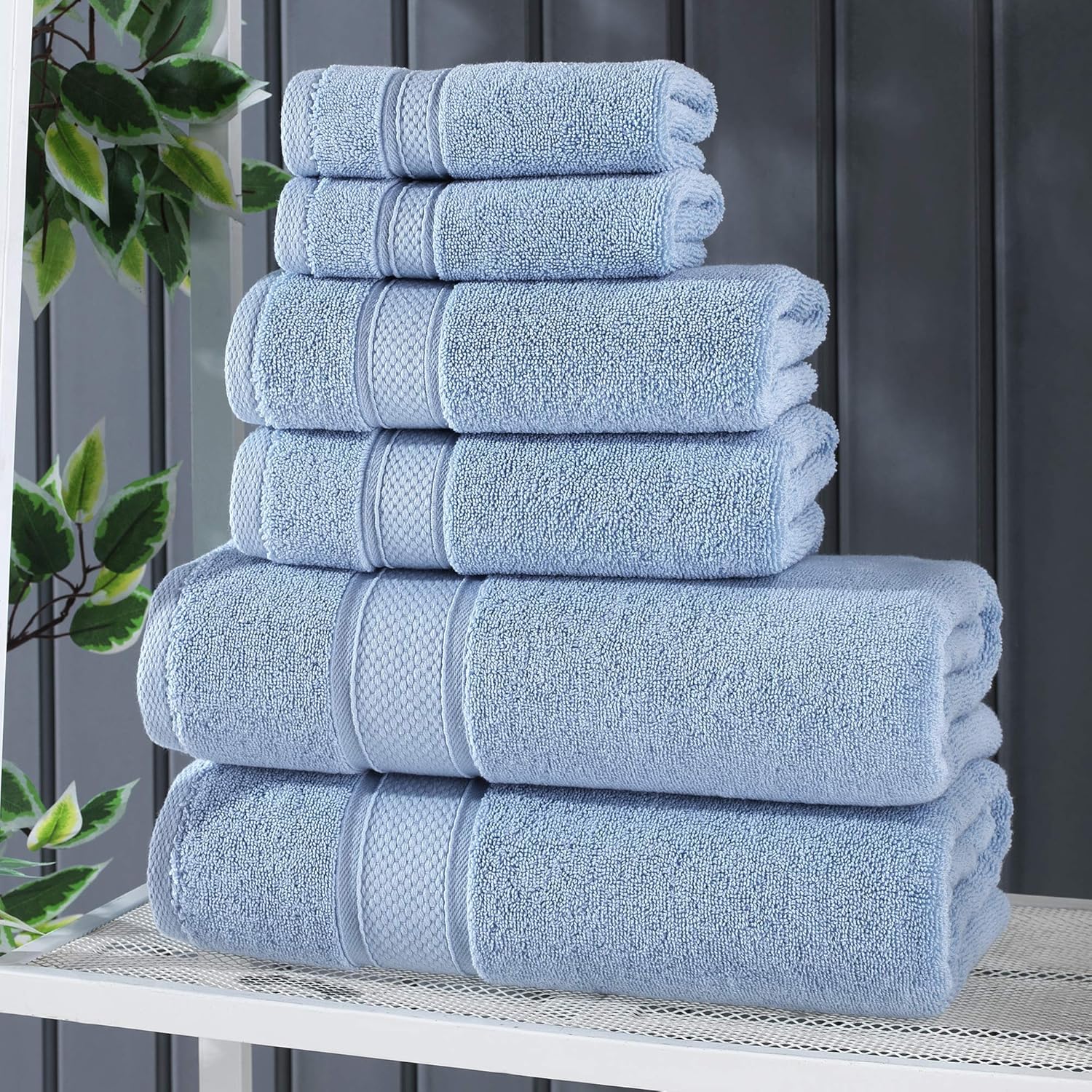 NOVA Luxury Linen - Hotel Quality Turkish Towel Set for Bathroom (6 Pcs Towel Set, Sky Blue) - Image 7