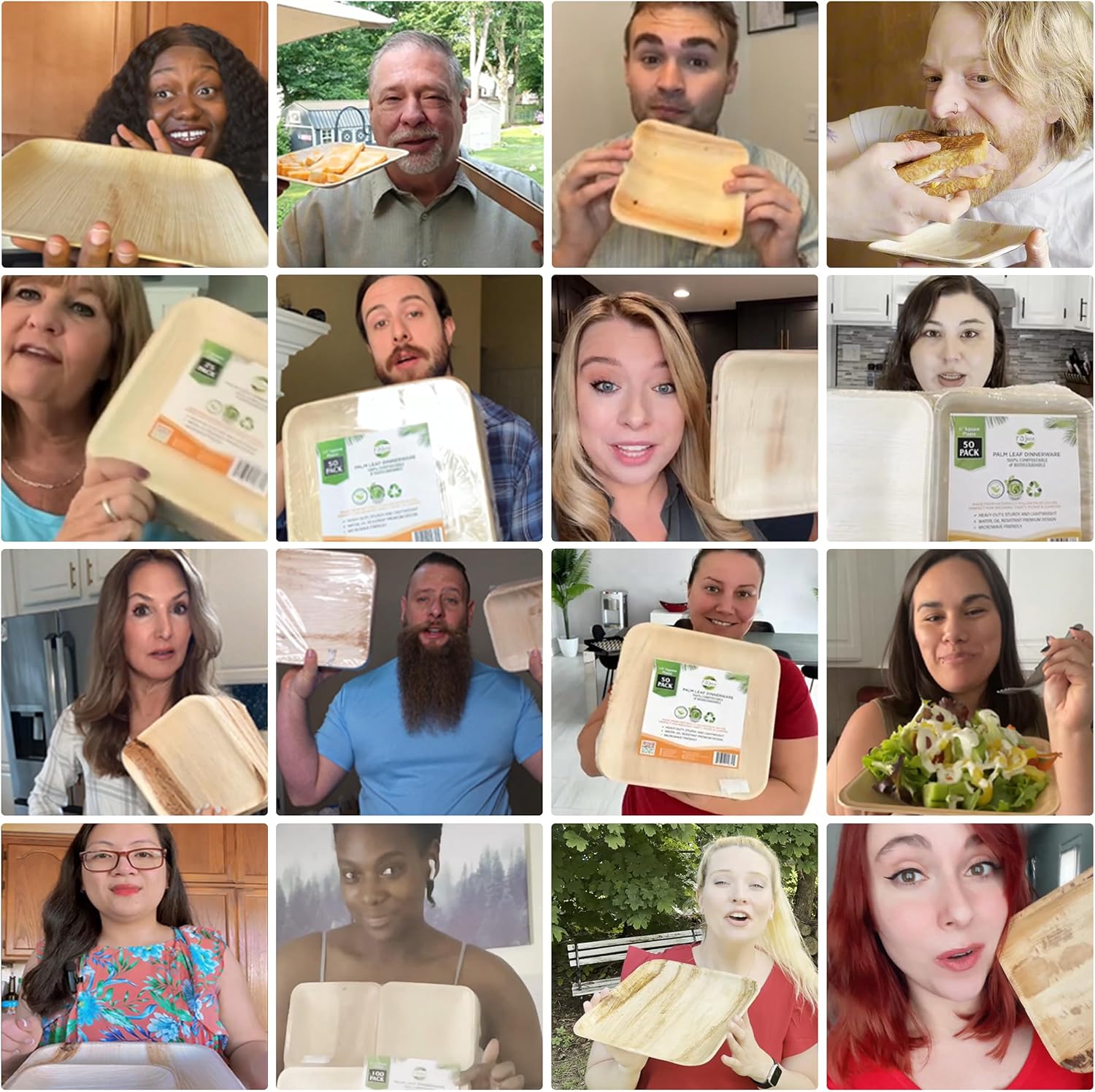 Raj Eco Compostable Palm Leaf Plates Like Bamboo Plates Disposable - 6 Inch Square 50 Party Plate, Natural Wooden, Eco-Friendly, Fancy Biodegradable & Disposable Dessert Appetizer Plate - Image 8