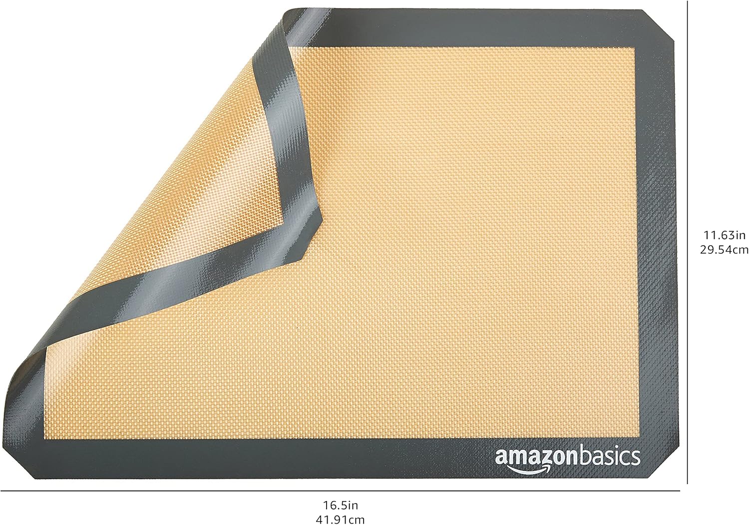 Amazon Basics Silicone Rectangular Baking Mat, Non-Stick Reusable Oven Bakeware, 16.5" x 11.6", New Beige/Gray, Pack of 2 - Image 6