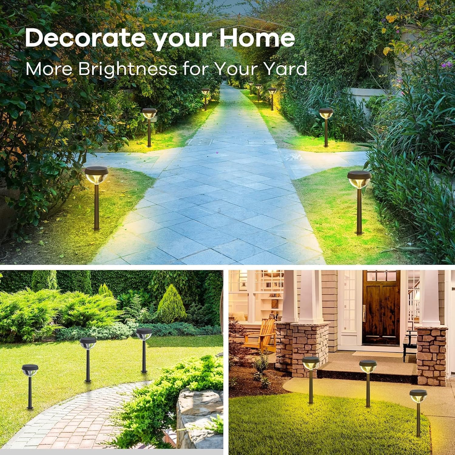 Linkind Solar Pathway Lights 8 Pack, Solar Lights Outdoor Warm White Waterproof, Adjustable Solar Powered for Walkway Yard Garden Driveway Backyard - Image 7