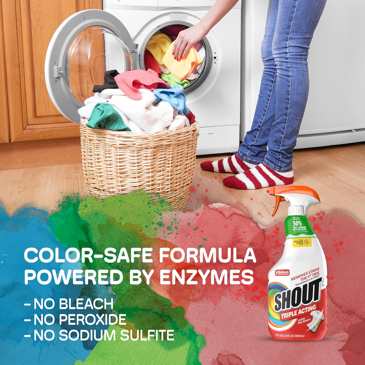 Shout Active Enzyme Laundry Stain Remover Spray, Triple-Acting Formula Clings, Penetrates, and Lifts 100+ Types of Everyday Stains - Prewash Spray 22oz - Image 7