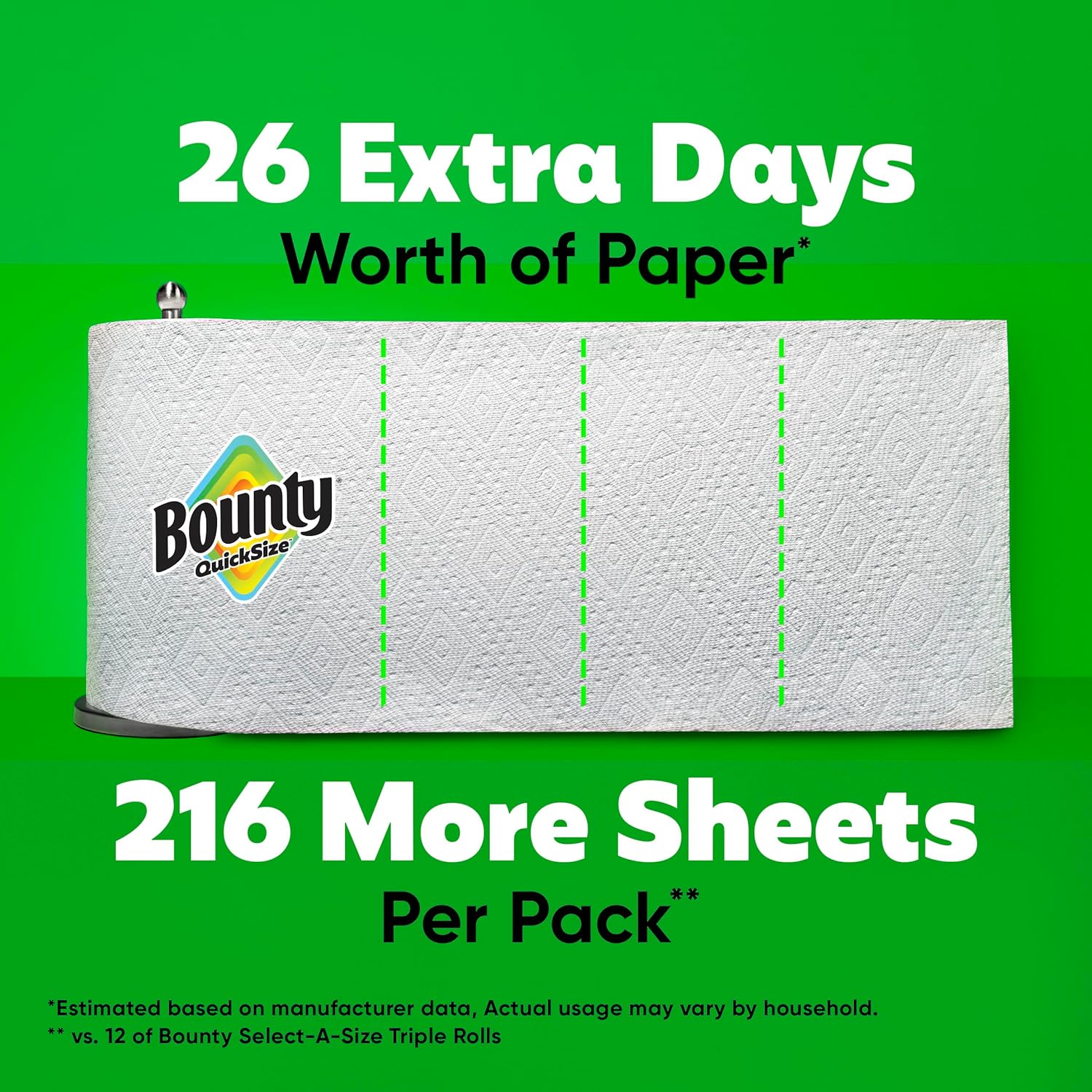 Bounty Quick-Size Paper Towels, White, 12 Family Triple = 40 Regular Rolls - Image 5