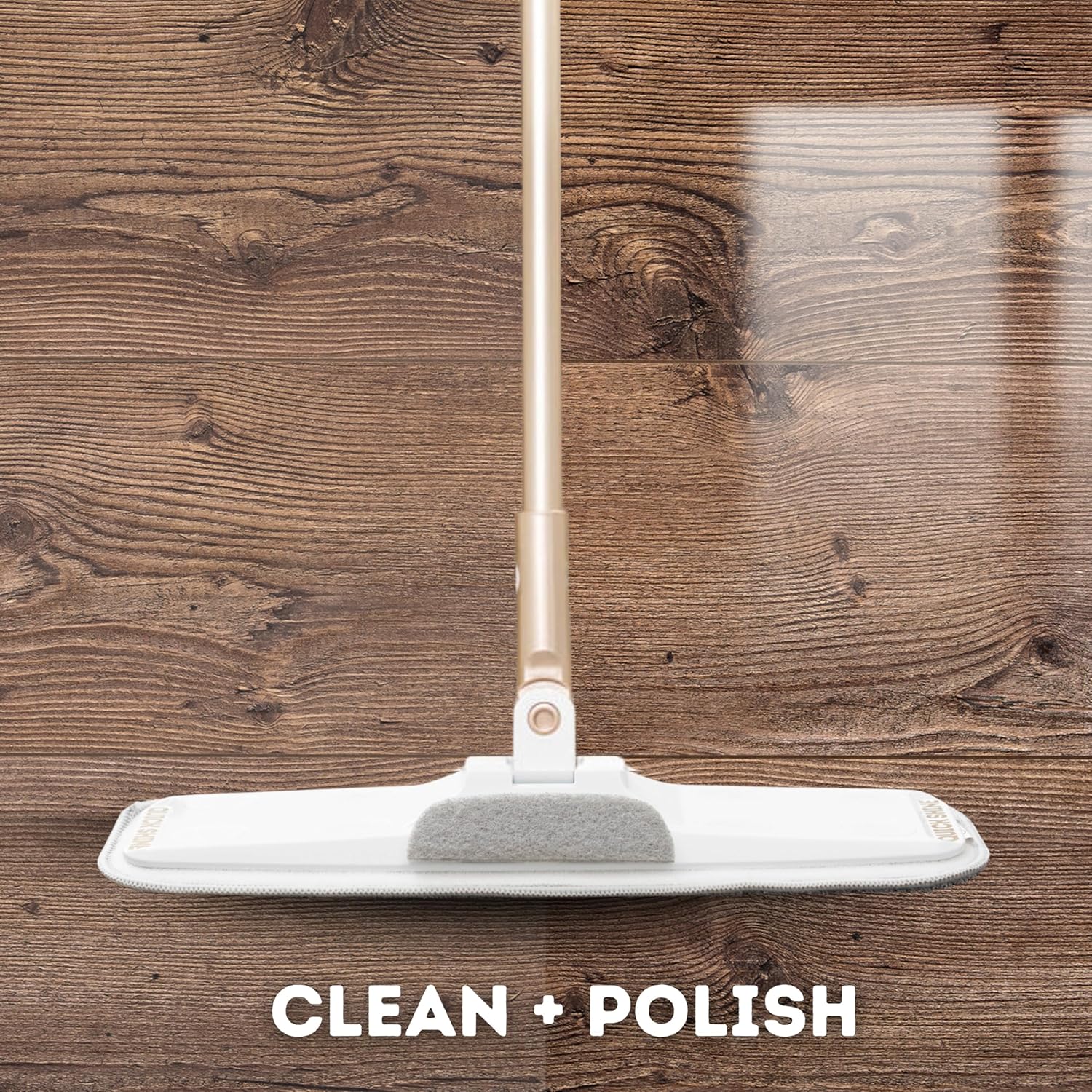 Quick Shine Ultimate Gold Clean + Polish Mop Kit | All-in-One 10 Pc Kit w/Interchangeable Attachments | Floor Polish Included | No Batteries Needed | Pro Cleaning for Hardwood Floors | 2-in-1 Mop - Image 6