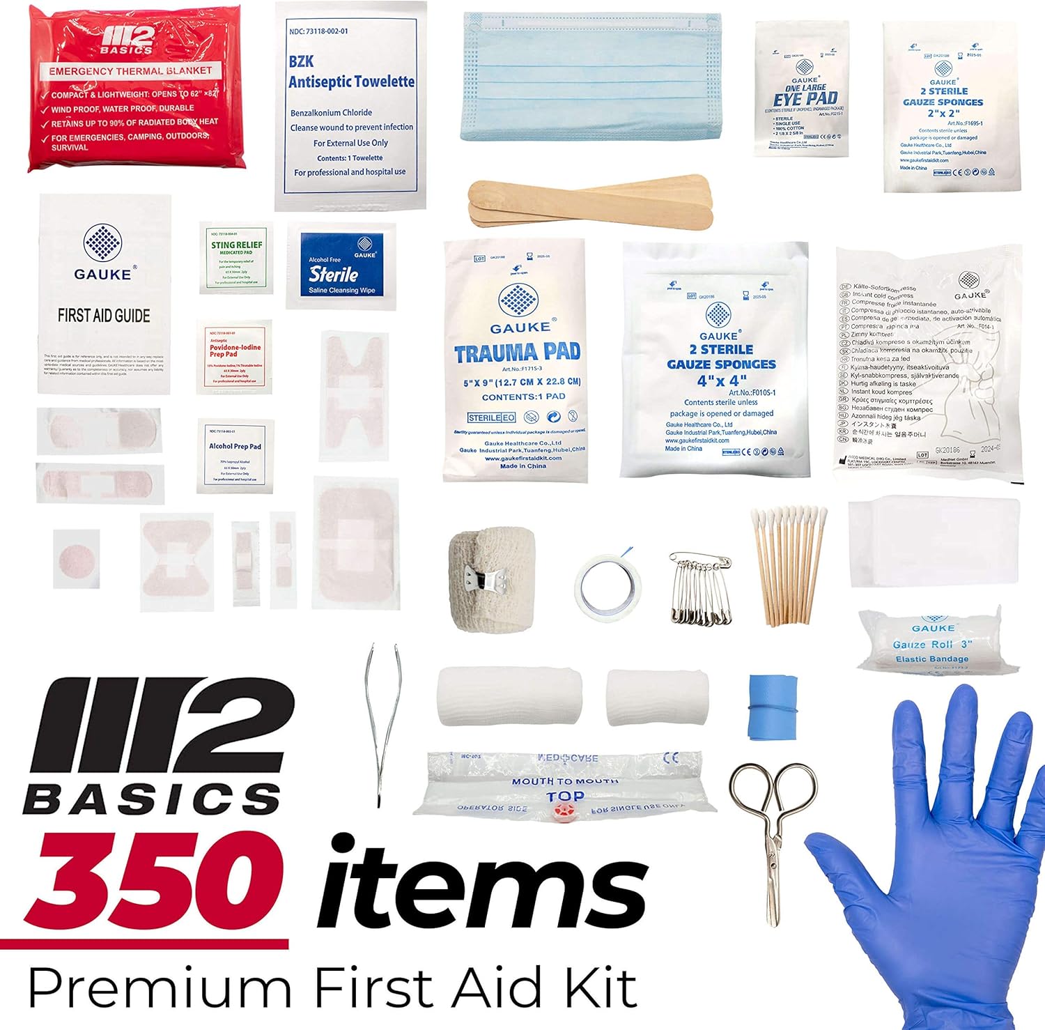 M2 BASICS Professional First Aid Kit, 350 Pieces, Wall Mountable with Dual Layer Organization for Home, Business, Car, Vehicle & Office - Image 2