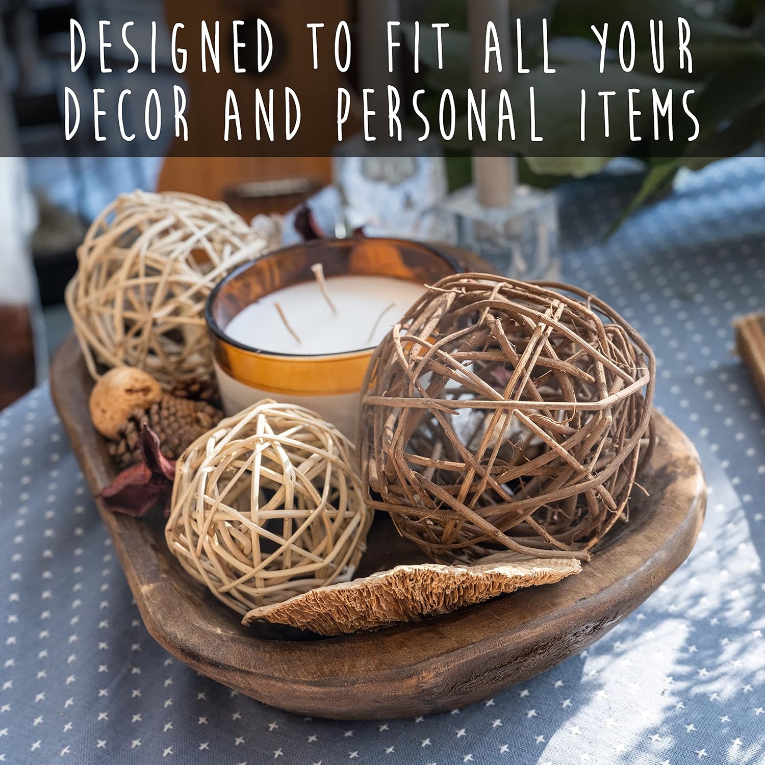 MAINEVENT Decorative Bowl Home Decor Approx 10 Inch, Hand Crafted Wooden Dough Bowl Decor, Wooden, Table Centerpiece Decor Bowl, Wood Decorative Wood Dough Centerpiece, Made in USA - Image 8