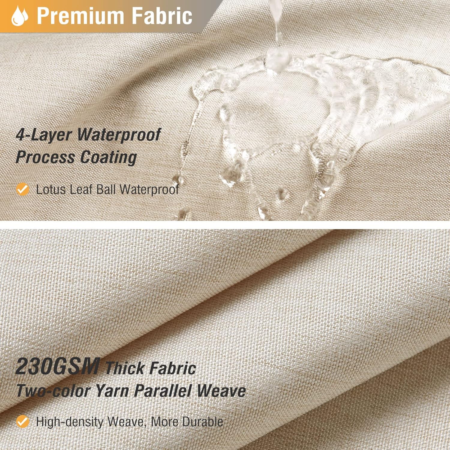 BTTN Fabric Shower Curtain, Linen Textured Heavy Duty Polyester Cloth Shower Curtain Set with 12 Plastic Hooks, Hotel Luxury Waterproof Decorative Shower Curtains for Bathroom - 72"x72" - Beige/Cream - Image 2