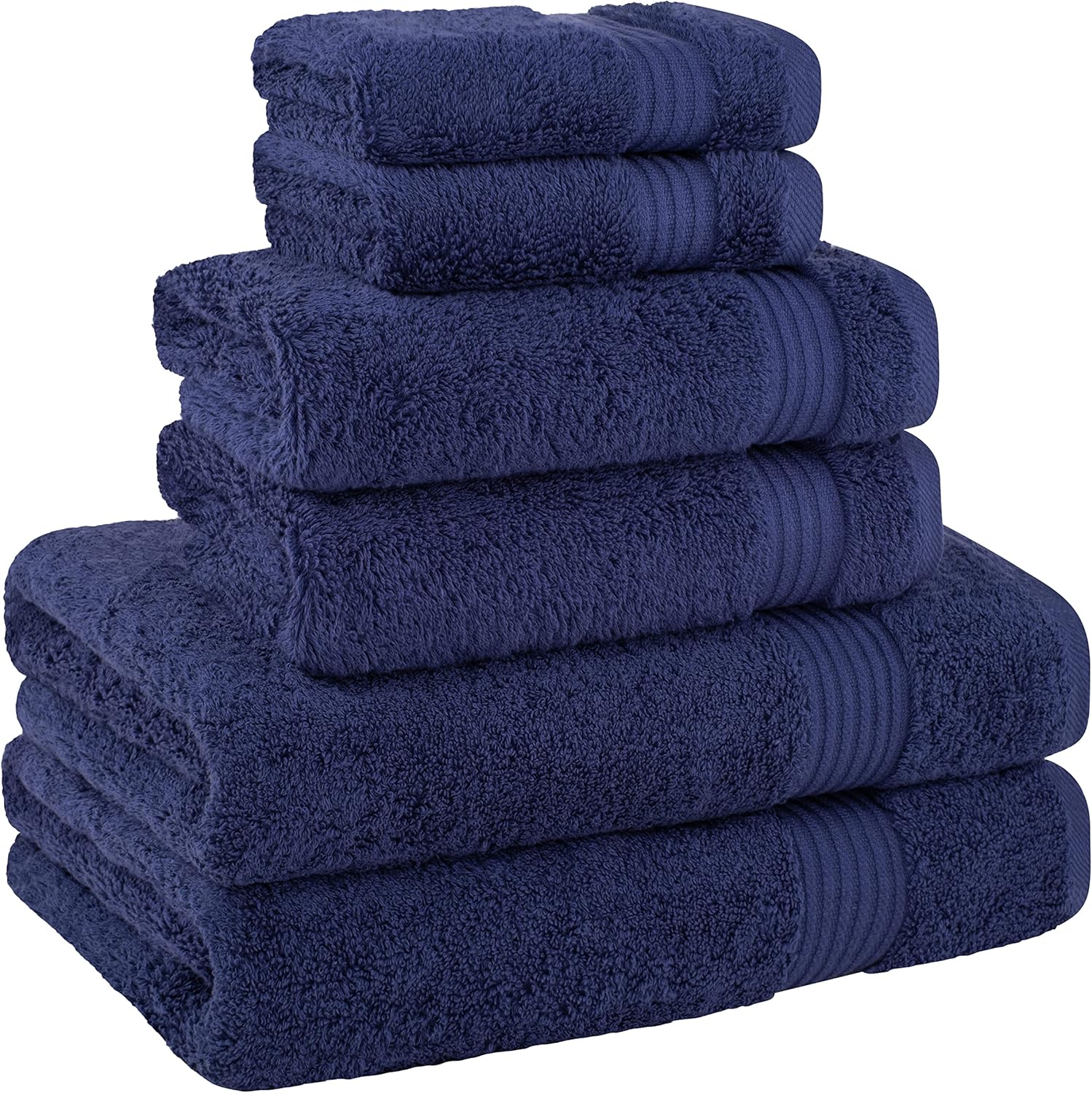 Cotton Paradise 6 Piece Towel Set 100% Cotton Soft Absorbent Turkish Towels for Bathroom 2 Bath Towels 2 Hand Towels 2 Washcloths, Navy Blue Towel Set - Image 5
