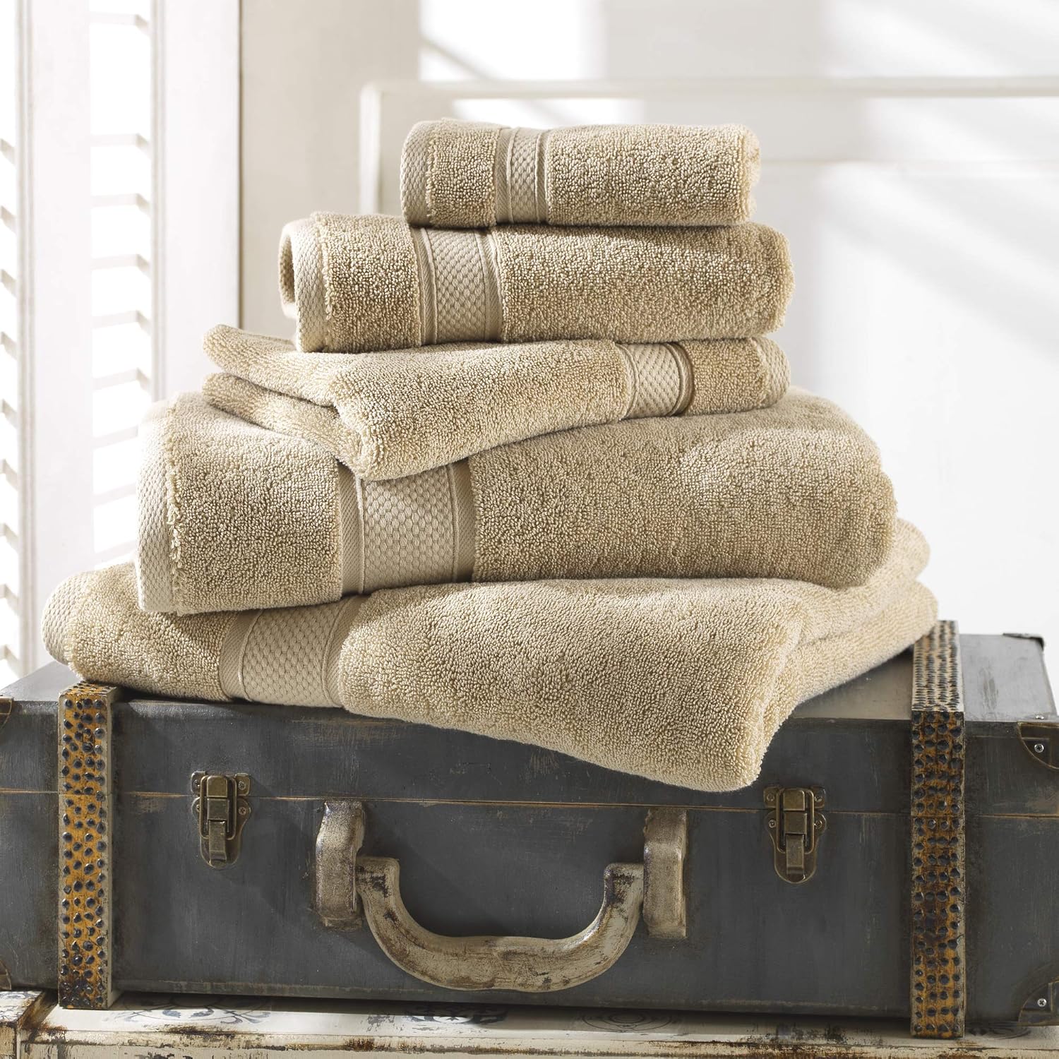 NOVA Luxury Linen - Hotel Quality Turkish Towel Set for Bathroom (6 Pcs Towel Set, Warmsand Beige) - Image 7