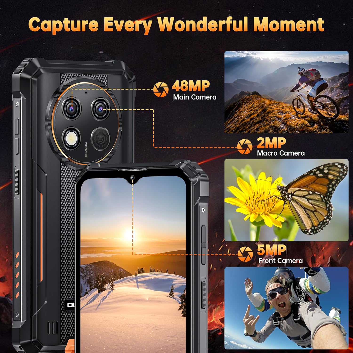OUKITEL G1 Rugged Smartphone Unlocked - 24+256GB/1TB Android 15 Rugged Cellphones, 6.52” HD Display 48MP Rear Camera 10600mAh Battery IP68/IP69K Waterproof Phone, Dual Sim/NFC/Fingerprint 2025 - Image 7