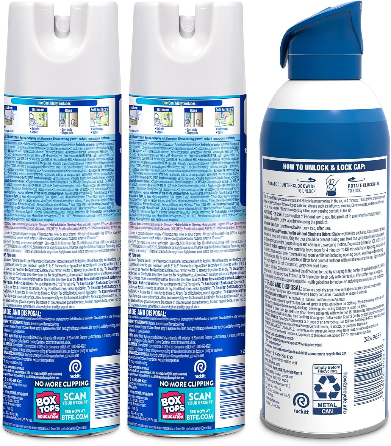 Lysol Bundle containing x2 Lysol Disinfectant Spray for Hard and Soft Surfaces, Crisp Linen, 19 Fl. Oz + Lysol Air Sanitizer Spray, For Air Sanitization and Odor Elimination, White Linen, 10 Fl. Oz - Image 2