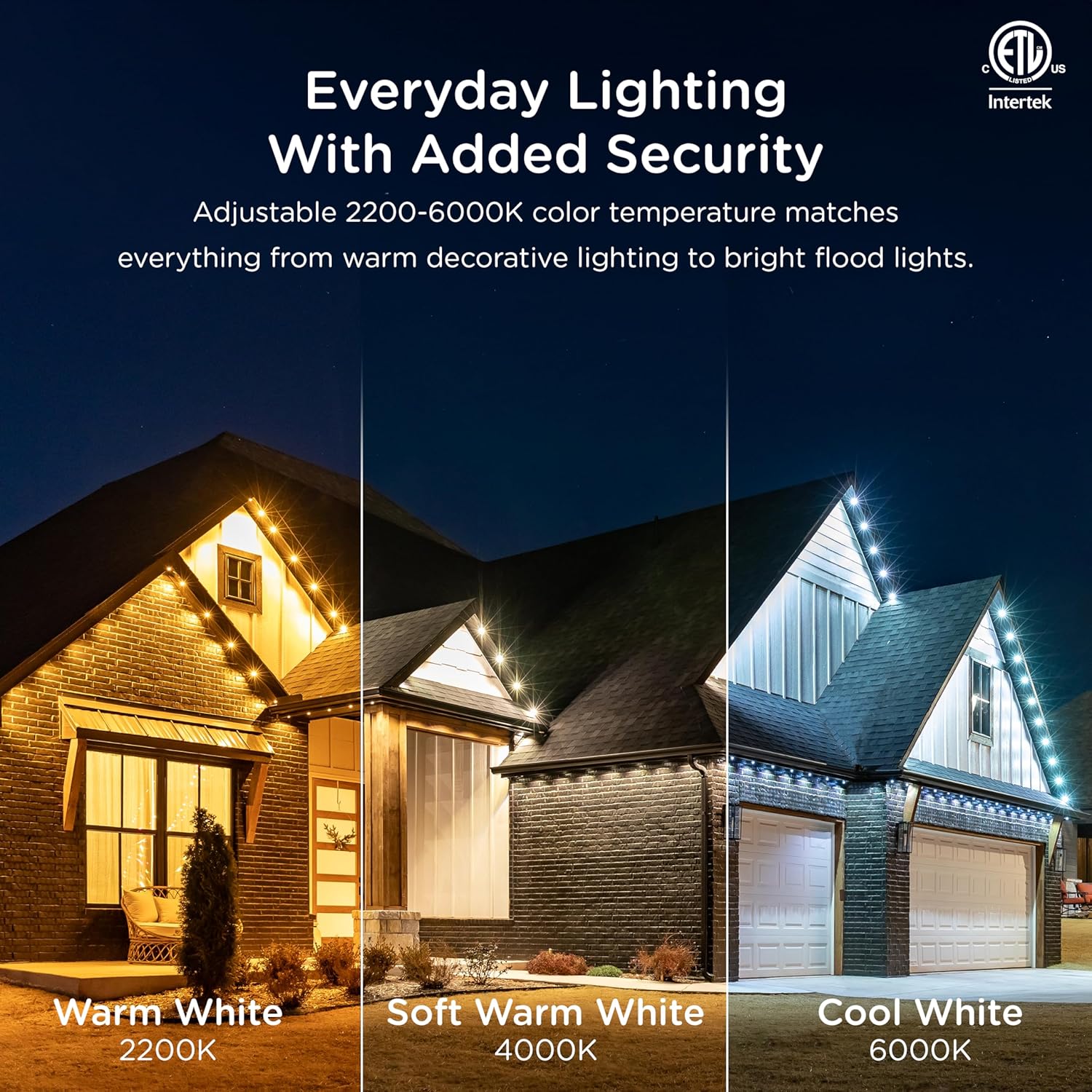 Enbrighten Vibe Eternity Permanent Outdoor Lights for House, 100 Feet, 72 RGBWIC LEDs, Close Spacing, 33lm, Color Changing, Christmas, Eave Lighting, Smart App, Works with Alexa, Google Home, 81103 - Image 5