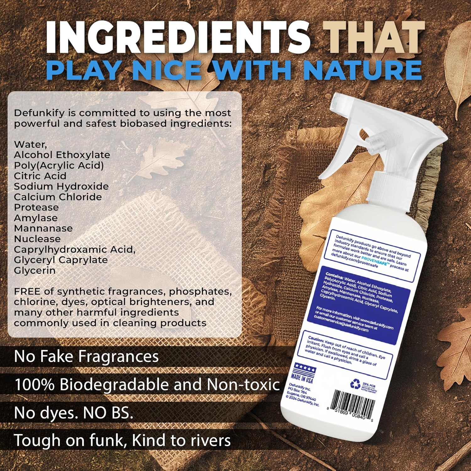 Laundry Stain Remover Spray, 32oz. Enzyme 'Free & Clear' Stain Treater Spray & Spot Remover Prewash Detergent for Clothes, Carpet & Gear. ProvenSafe™ Cleaning Supply for Pets, Kids & Sensitive Skin - Image 4