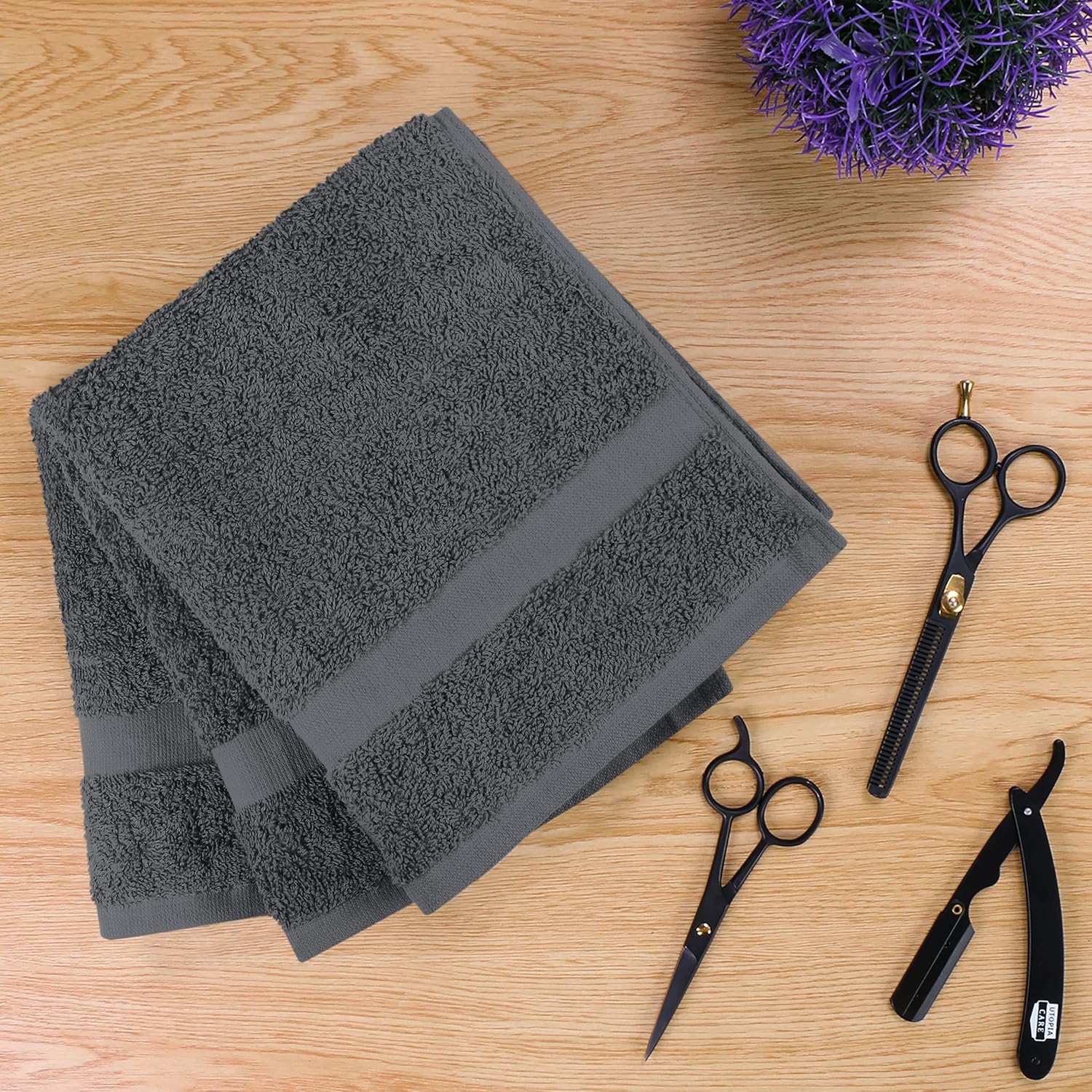 Utopia Towels, Salon Towel, Pack of 24, Not Bleach Proof, 16 by 27 Inches, Highly Absorbent Cotton Towels for Hand, Gym, Beauty, Spa, and Home Hair Care, Grey - Image 3