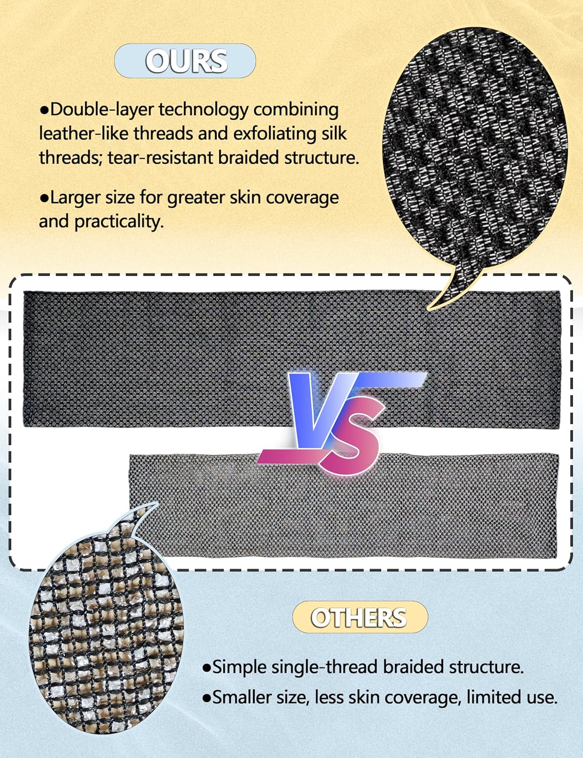 BLISALI Exfoliating Shower Towel 48",Premium Scrub Wash Cloth for Body Face, Exfoliating Washcloth for Men and Woman (Black1) - Image 3