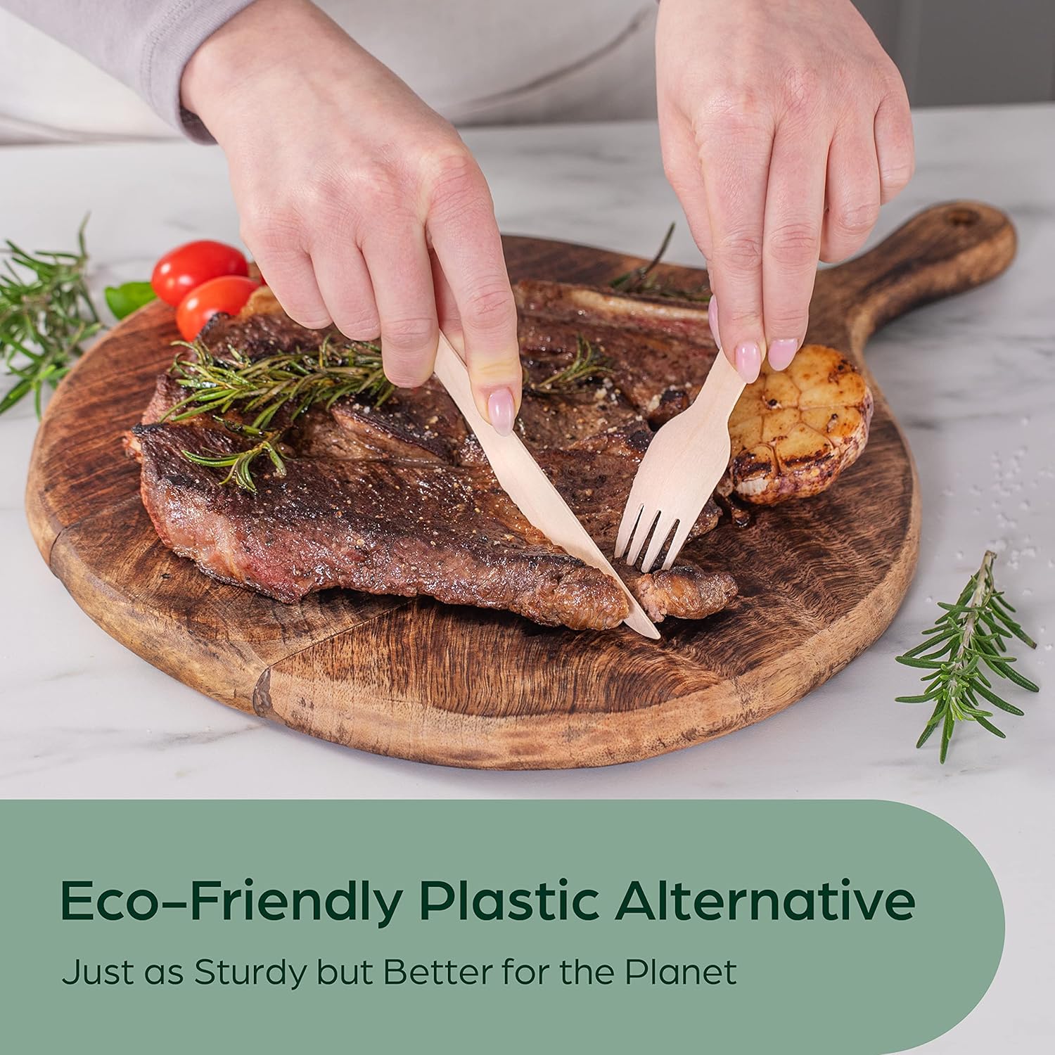 PURPLECLAY Wooden Disposable Forks (300 PCS) FSC Certified Wood Compostable Forks, Eco-Friendly Compostable Utensils for Party, Plastic-Free Wood Utensil, Bamboo Utensils Alternative, Fork for Eating - Image 2