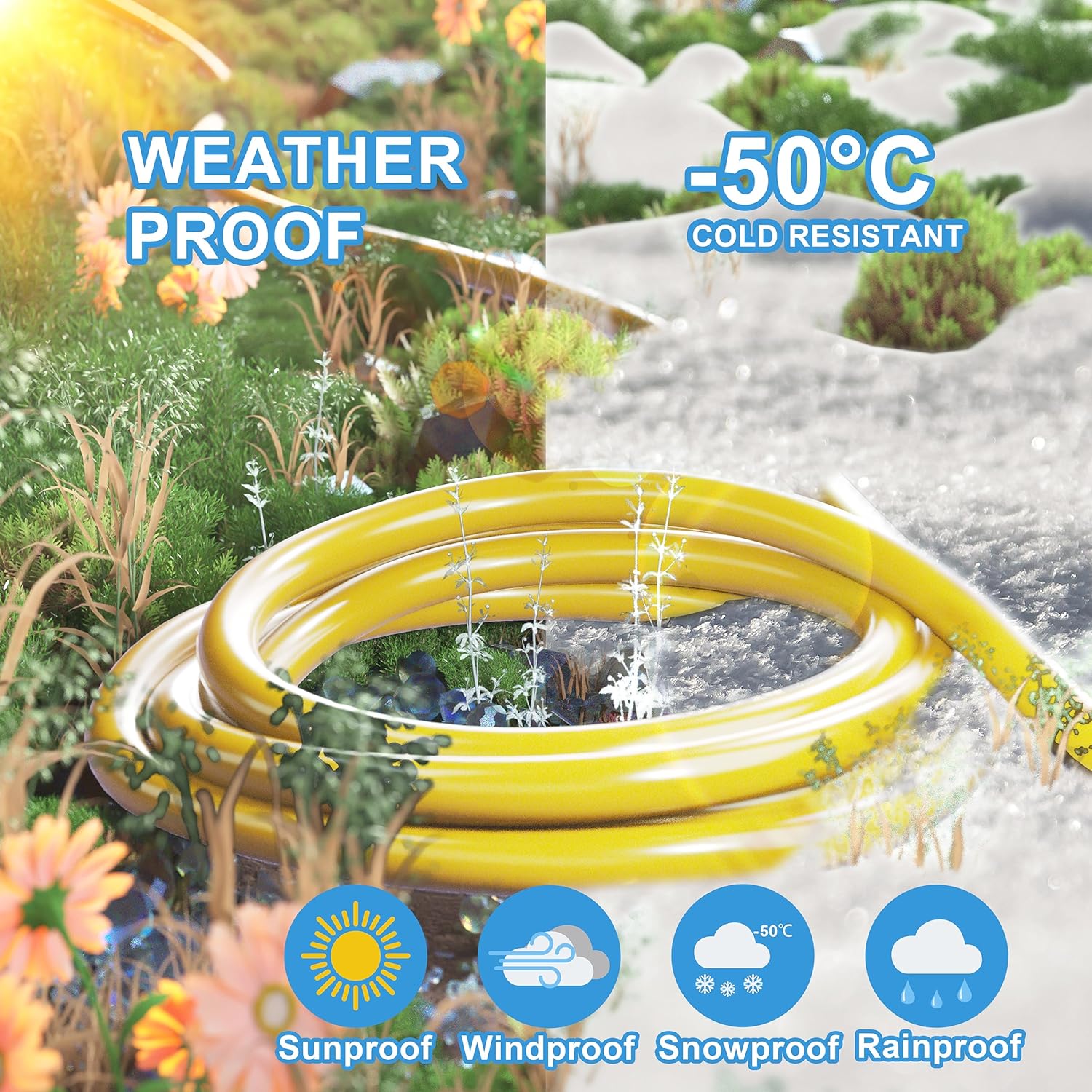 HUANCHAIN 12 Gauge Heavy Duty Outdoor Extension Cord 25 ft Waterproof with Lighted end, Flexible Cold-Resistant 3 Prong Electric Cord Outside, 15Amp 1875W 12AWG SJTW, Yellow, ETL - Image 5