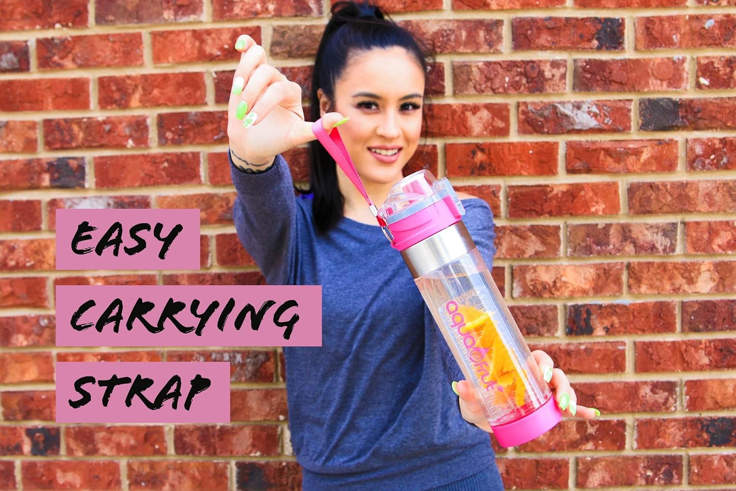 NEW AquaFrut Bottom Loading Fruit Infuser Water Bottle Complete Bundle Includes Bottle Brush, Insulating Sleeve & Infusion Recipe eBook. Leak Proof Sweat Proof BPA-Free (Black) - Image 5