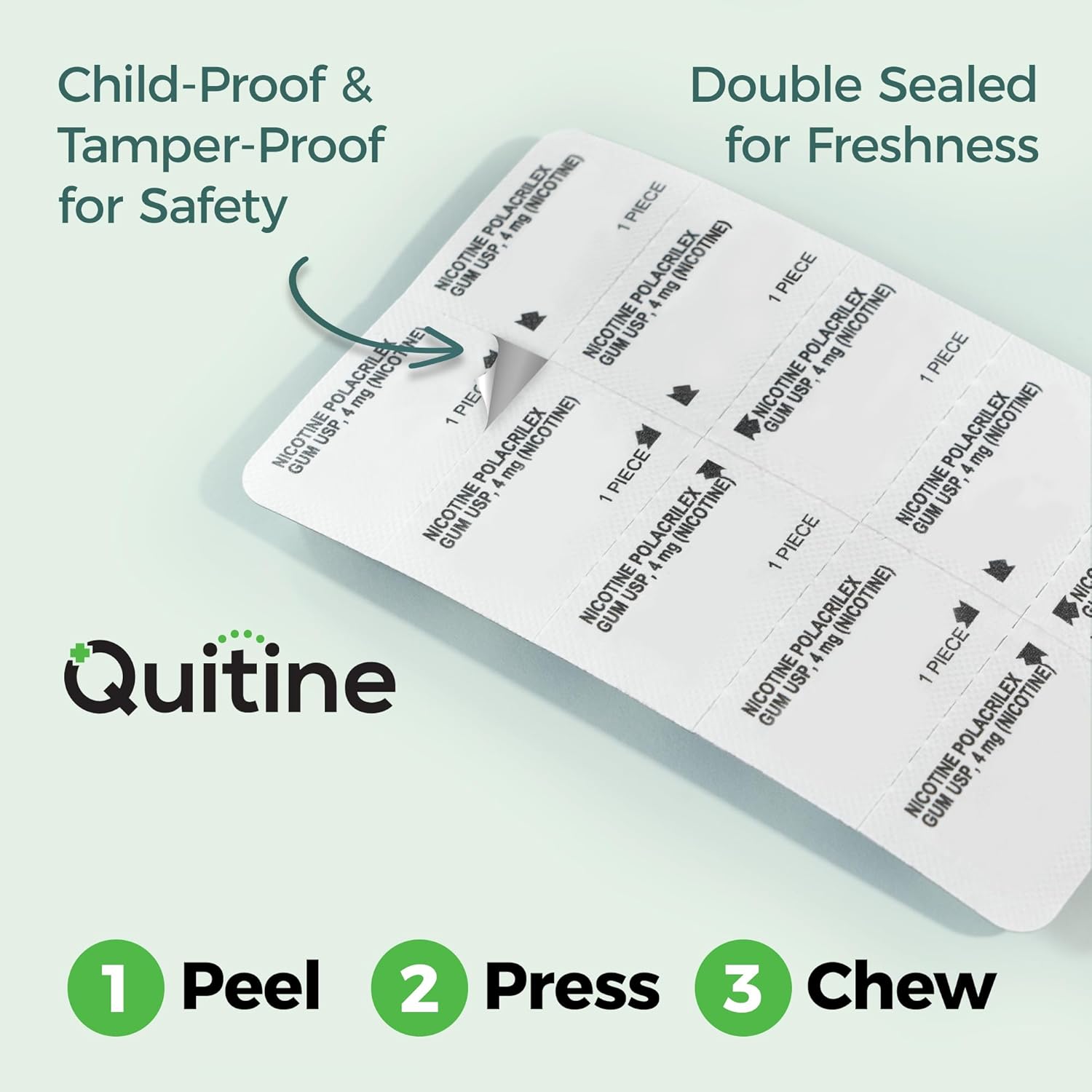 Quitine Nicotine Gum 4mg, Fruit Flavor, Stop Smoking Aid – Relieve Nicotine Cravings with Affordable NRT | Coated for Quick-Burst Flavor, 240 Count, Traditional Gum to Support Your Quit Journey - Image 5