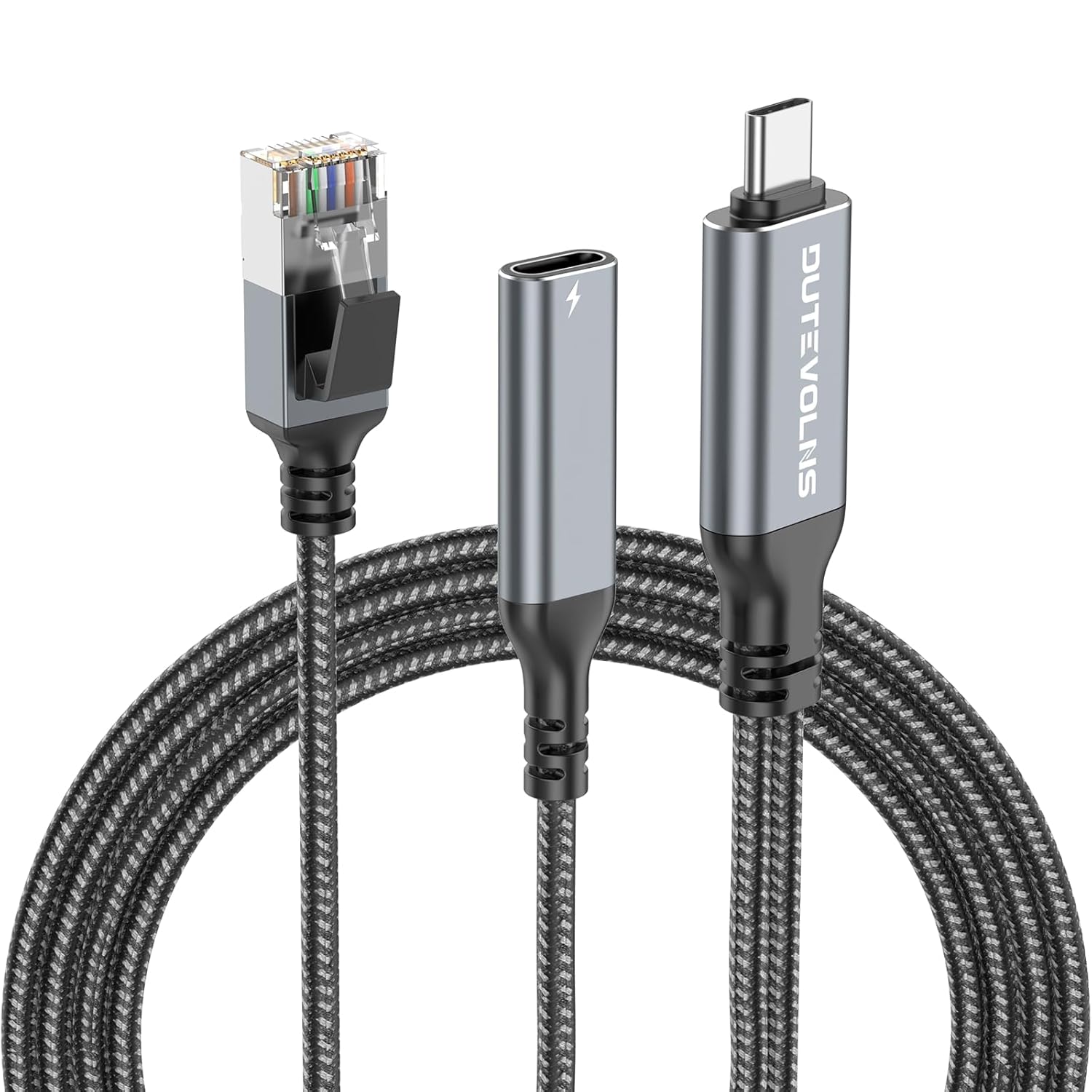 USB C to Ethernet Cable & Female Charging 15 FT, USB-C Female 60W PD & Gigabit LAN Two in One, Type C to RJ45 Nylon Cord, Directly Connected, for MacBook Pro, Surfing Internet and Charging - Image 6