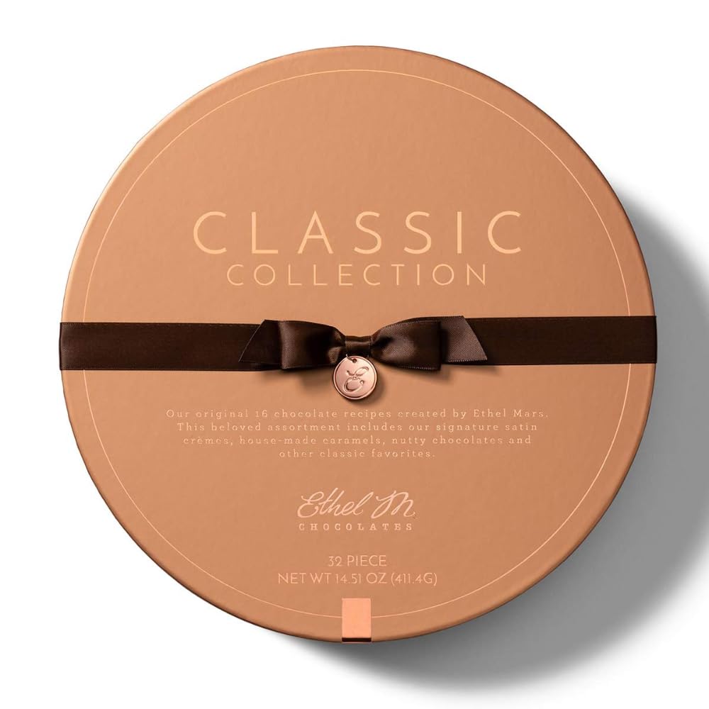 Ethel M Chocolates Classic Collection 16 Piece Premium Milk and Dark Chocolate Assortment in Round Copper Gift Box - Chewy Caramel, Macadamia, Pecan, Almond, Vanilla - Image 5