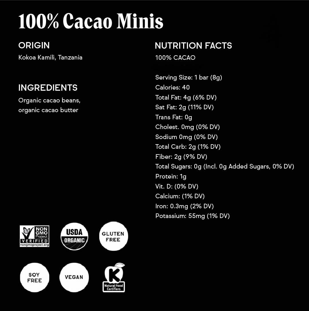 Raaka 100% Dark Chocolate Mini Bars | Unsweetened, Bitter, No Added Sugar or Artificial Sweeteners | Organic, Vegan, Gluten Free, Paleo, Kosher | Box of 30 Individually Wrapped Chocolates - Image 4