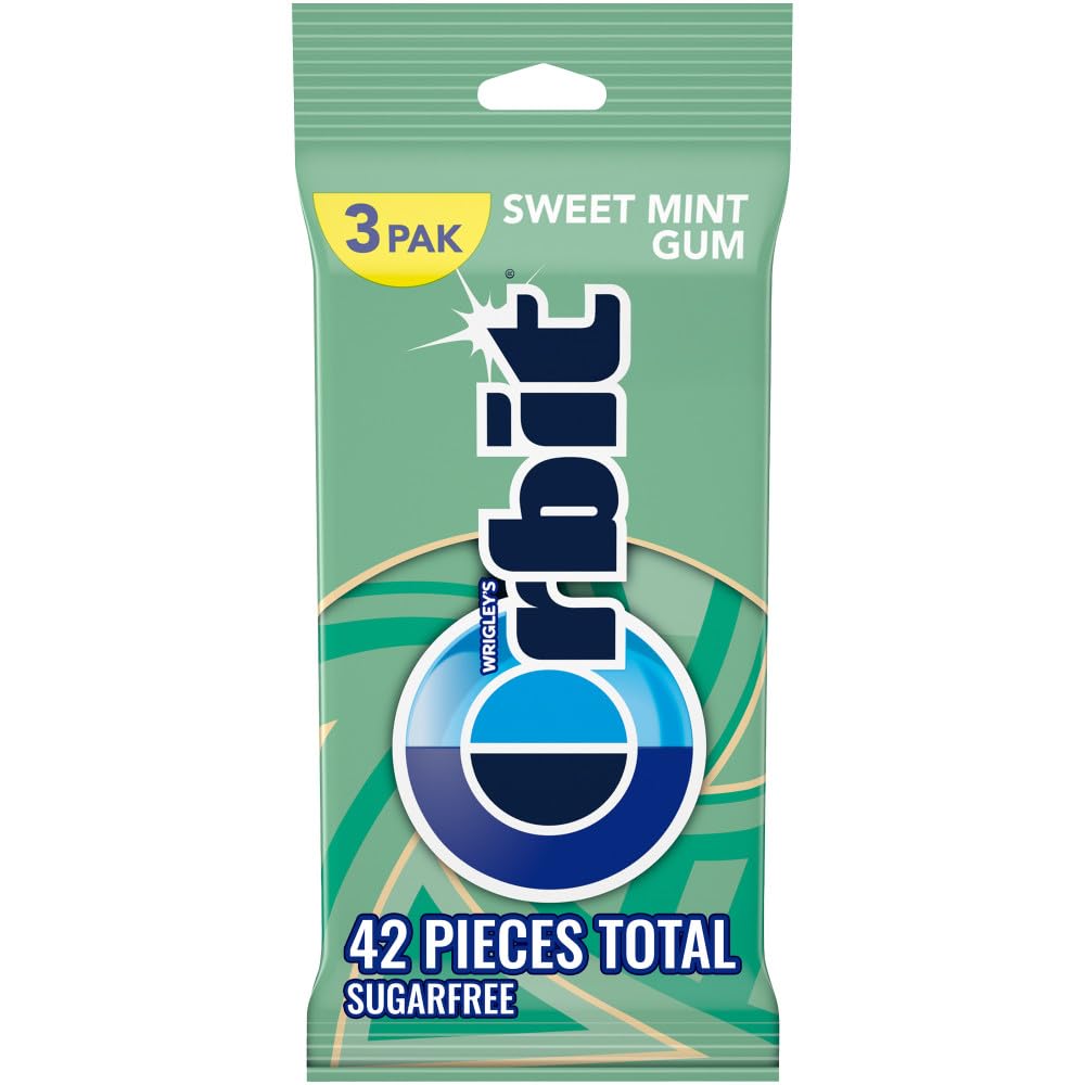 Orbit Sweet Mint Sugar Free Chewing Gum Travel Essentials - 3 Ct Pack