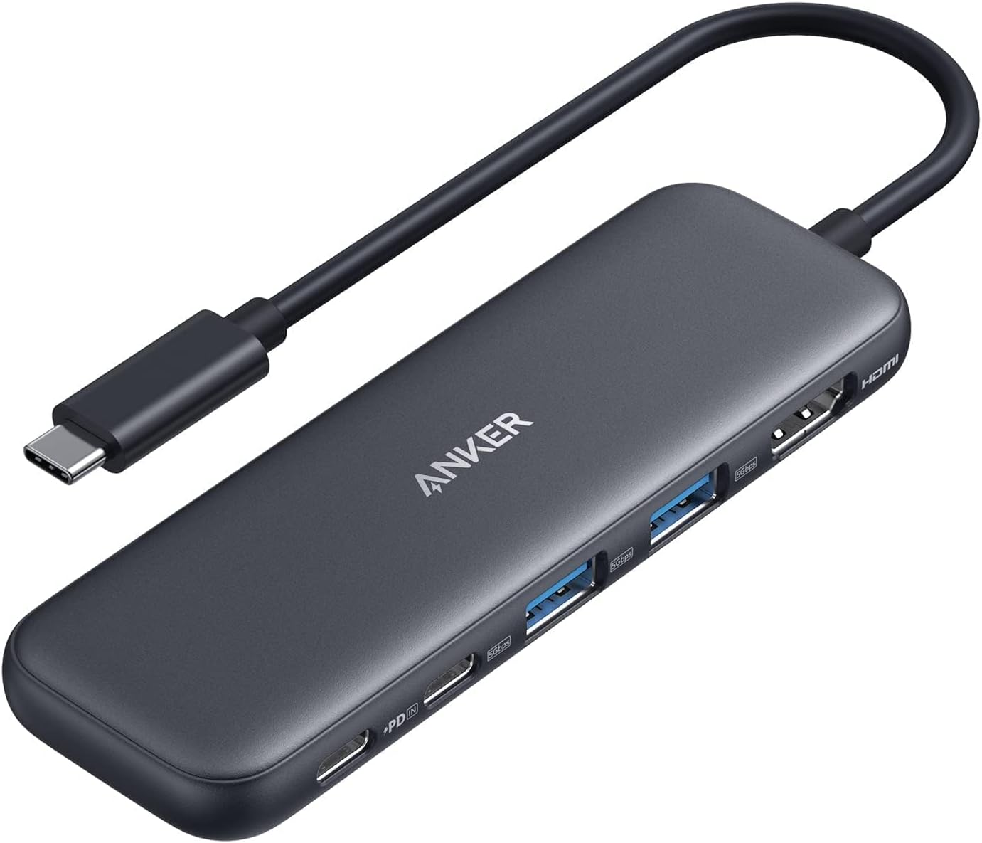 Anker USB C Hub, 5-in-1 USBC to HDMI Splitter with 4K Display, 1 x Powered USB-C 5Gbps & 2×Powered USB-A 3.0 5Gbps Data Ports for MacBook Pro, MacBook Air, Dell and More