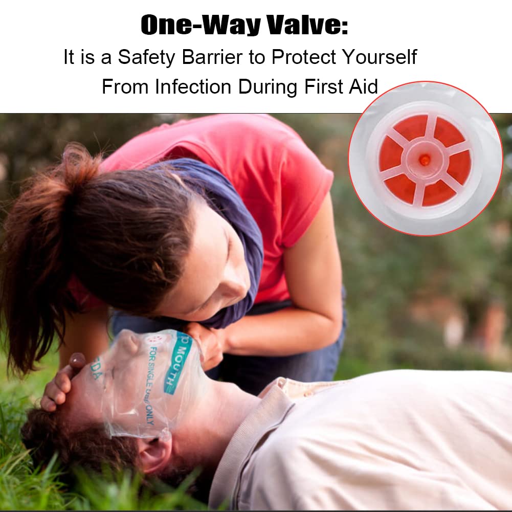 AOUTACC 50pcs CPR Face Shield Mask, Keychain Mask Disposable Emergency Kit CPR Face Shields Pocket Mask for First Aid Cardiac Resuscitation Training - Image 2