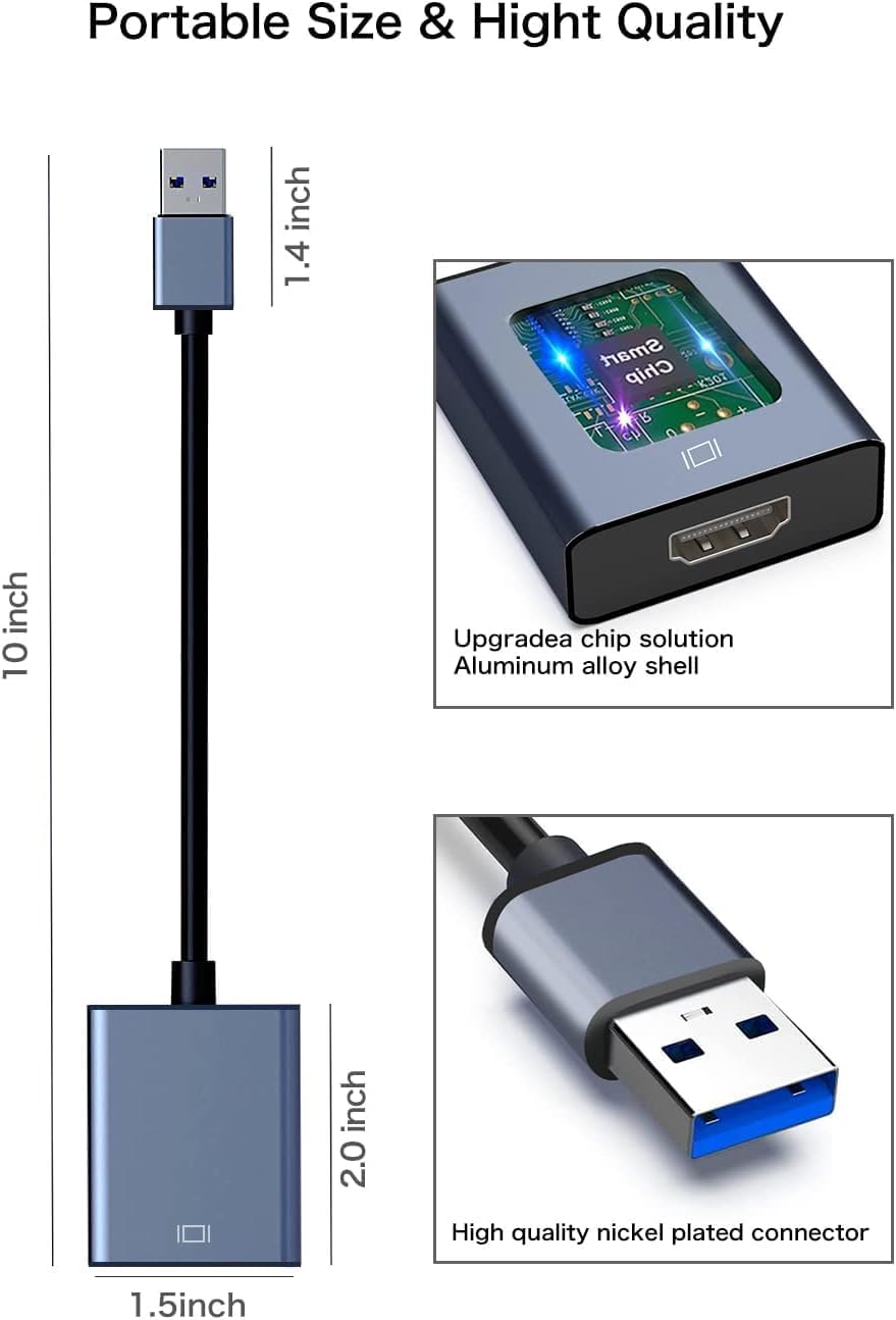 USB to HDMI Adapter - 3.0/2.0 Multi-Monitor Cable,Compatible with Windows 7/8/10/11 and MacOS for Multiple Monitors - Image 7
