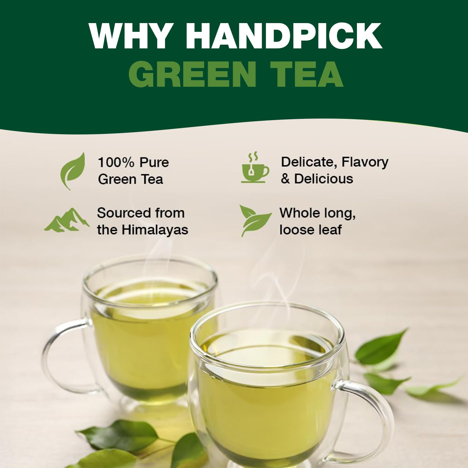 HANDPICK, Organic Green Tea Bags - 100 Eco-Friendly Tea Bags | USDA Organic | Resealable Pack for Freshness | Delicate & Flavory | Direct From India - Image 5