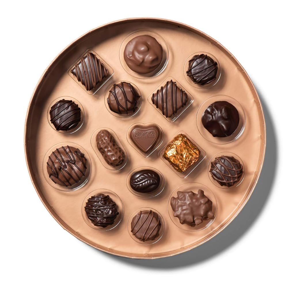Ethel M Chocolates Classic Collection 16 Piece Premium Milk and Dark Chocolate Assortment in Round Copper Gift Box - Chewy Caramel, Macadamia, Pecan, Almond, Vanilla - Image 6