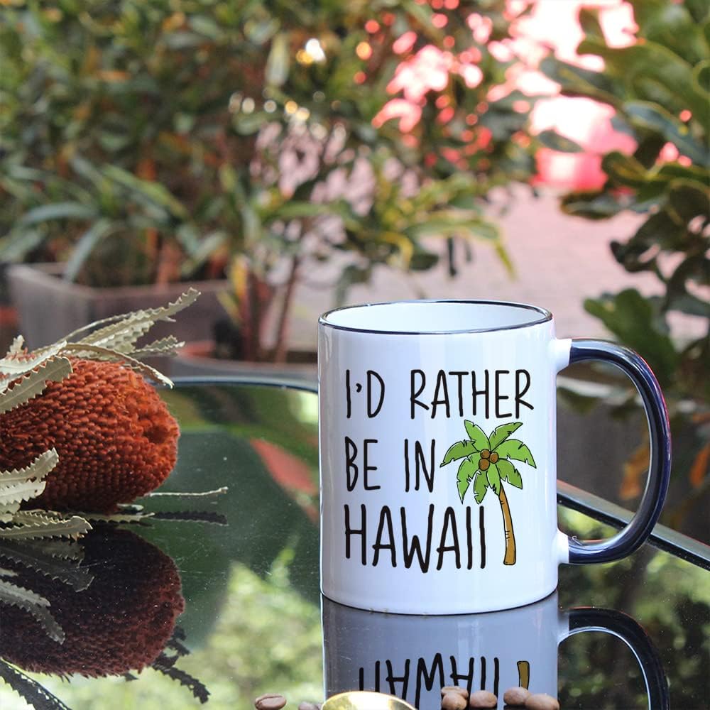 I'd Rather Be In Hawall Mug Retirement Gift, Going Away Study Abroad Gift for Friends, Funny Hawaii Lover Mug Gift for Birthday, Unique Hawaii Souvenirs Mug Gift for Woman Man, Happy Retirement Gifts - Image 3
