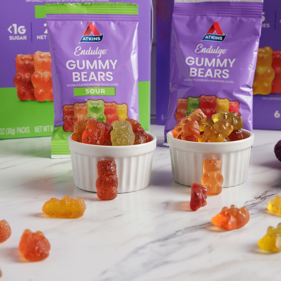 Atkins Endulge Gummy Bears Variety Pack, Low Sugar, Keto Friendly Candy, 18 Pack (12 Sweet Gummy Bears, 6 Sour Gummy Bears) - Image 3