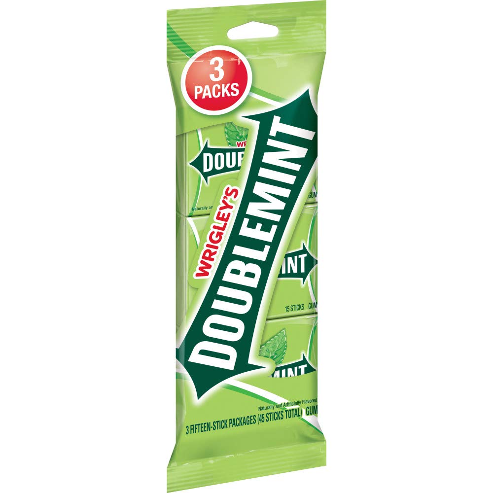 WRIGLEY'S Doublemint Chewing Gum Bulk Pack, 15 Stick Count (Pack of 3) - Gum Packs
