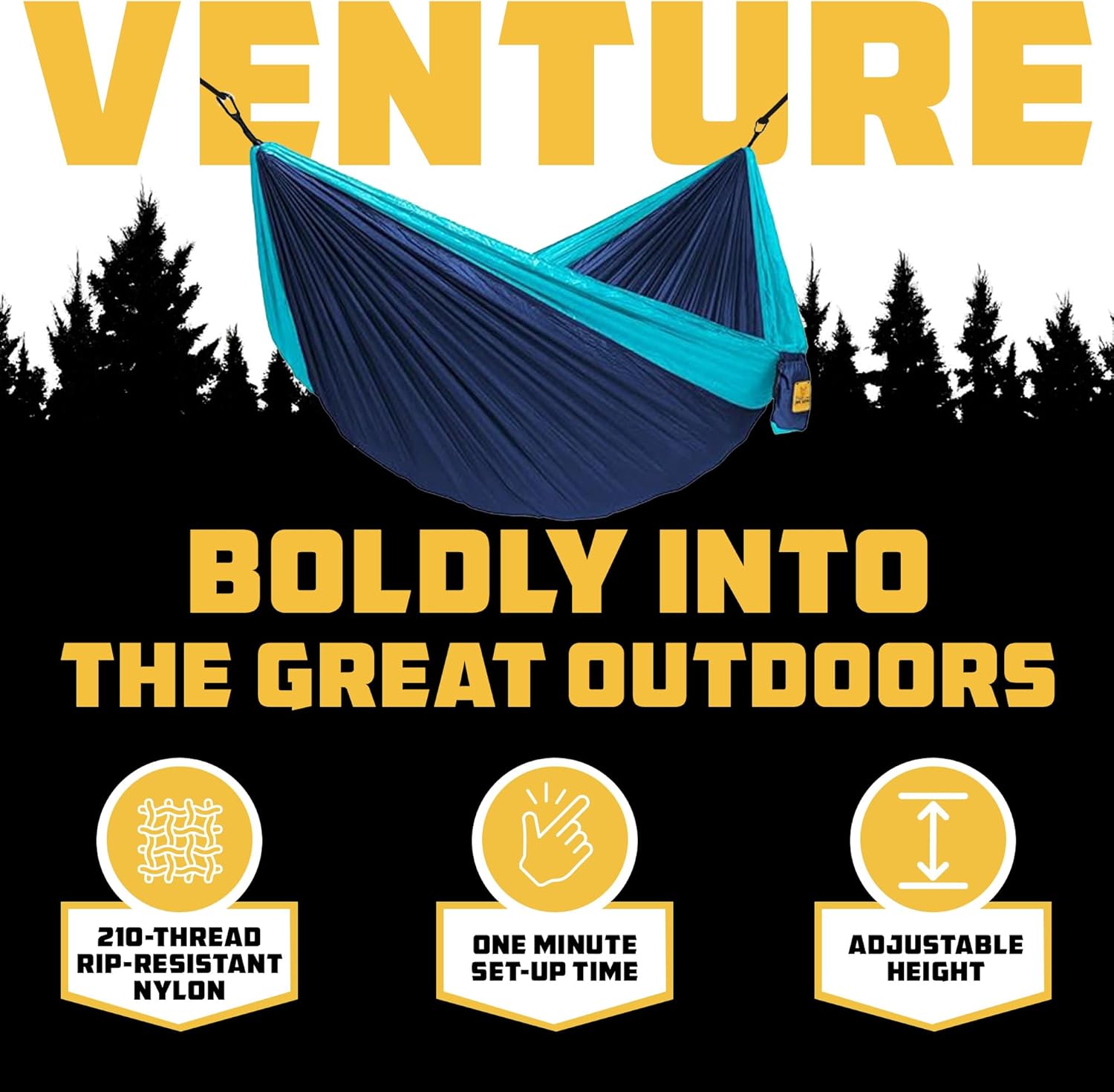 Wise Owl Outfitters Camping Hammock – 500lbs Portable Hammock with Tree Straps - Travel, Backpacking, Hiking, Outdoors Camping Gear - Single or Double - Image 3