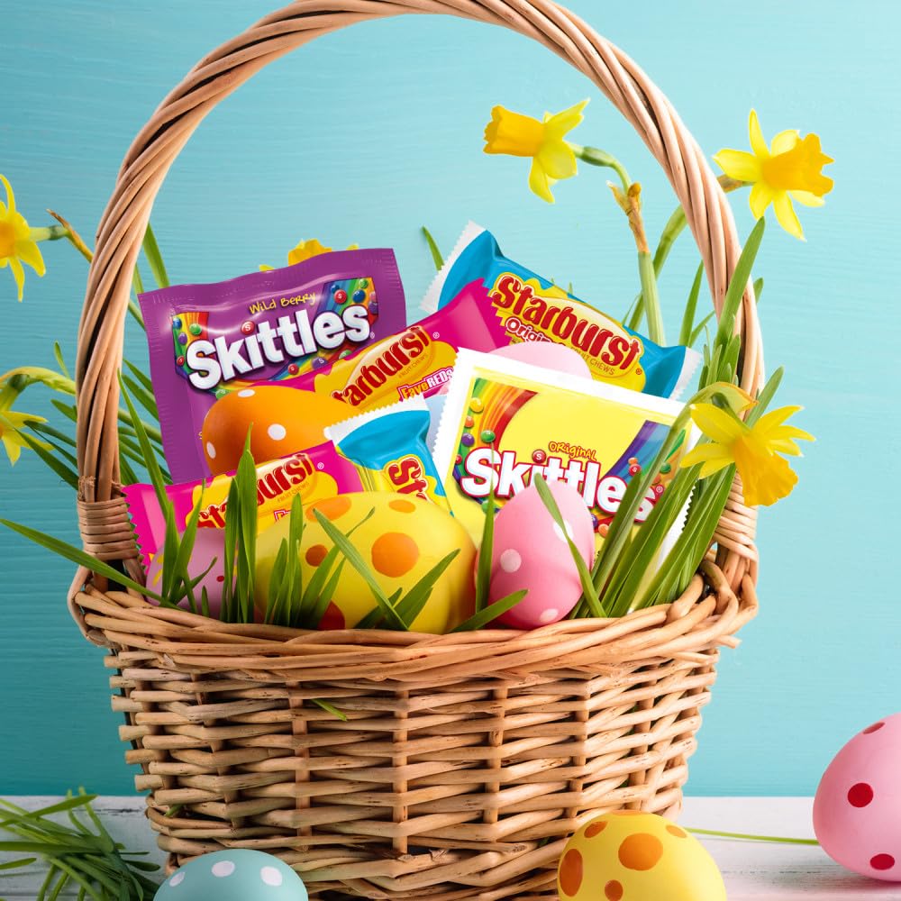 SKITTLES & STARBURST Mixed Funsize Variety Bag Stand Up Pouch, Easter Candy Bulk for Filling Eggs, Easter Basket Stuffers, 32.28 Ounce Bag - Image 7