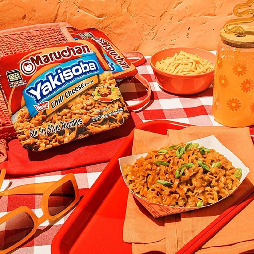 Maruchan Yakisoba Chili Cheese, Japanese Instant Ramen Noodles, 3.86 Oz, 8 Count - Image 4