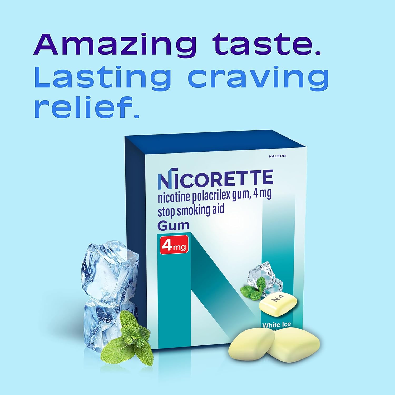 Nicorette 4 mg Nicotine Gum to Help Quit Smoking with Behavioral Support Program - White Ice Mint Flavored Stop Smoking Aid, 20 Count - Image 2