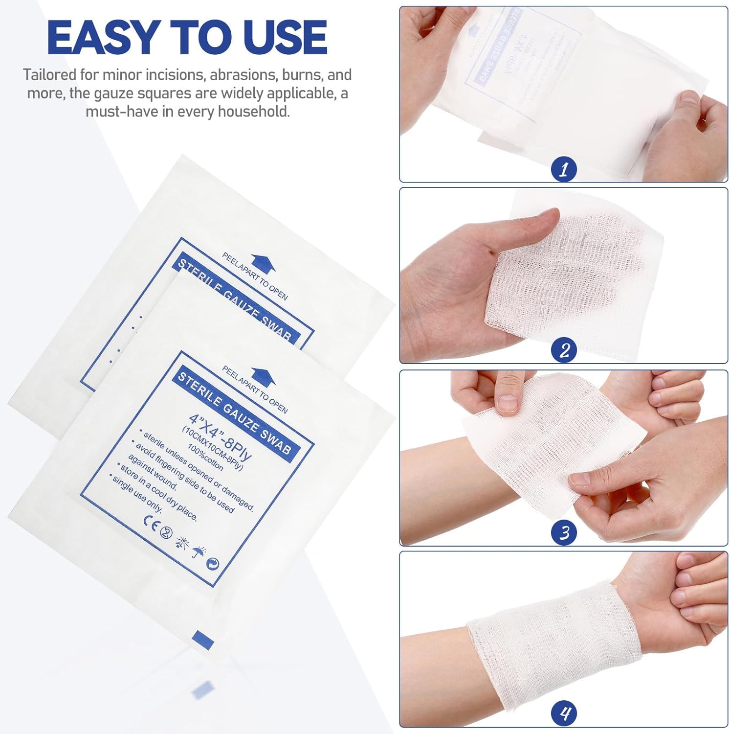 50Pcs 10X10Cm Cotton Highly Absorbent Breathable Bandaging Supplies for Care Emergency First Aid Medical Use - Image 6