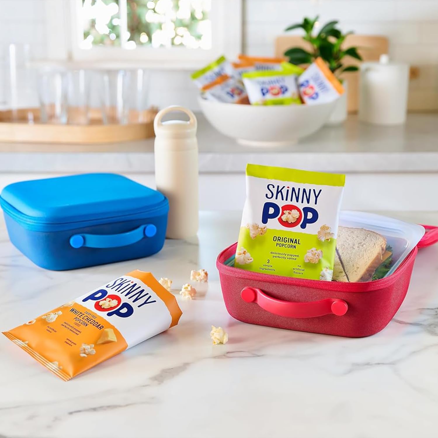 SkinnyPop Family Favorites Variety Pack, SkinnyPop Original and White Cheddar Popcorn, Dot's Original and Honey Mustard Pretzels, Pirate's Booty, On-the-Go Snacks, 0.5oz and 1oz Bags (18 Count) - Image 4