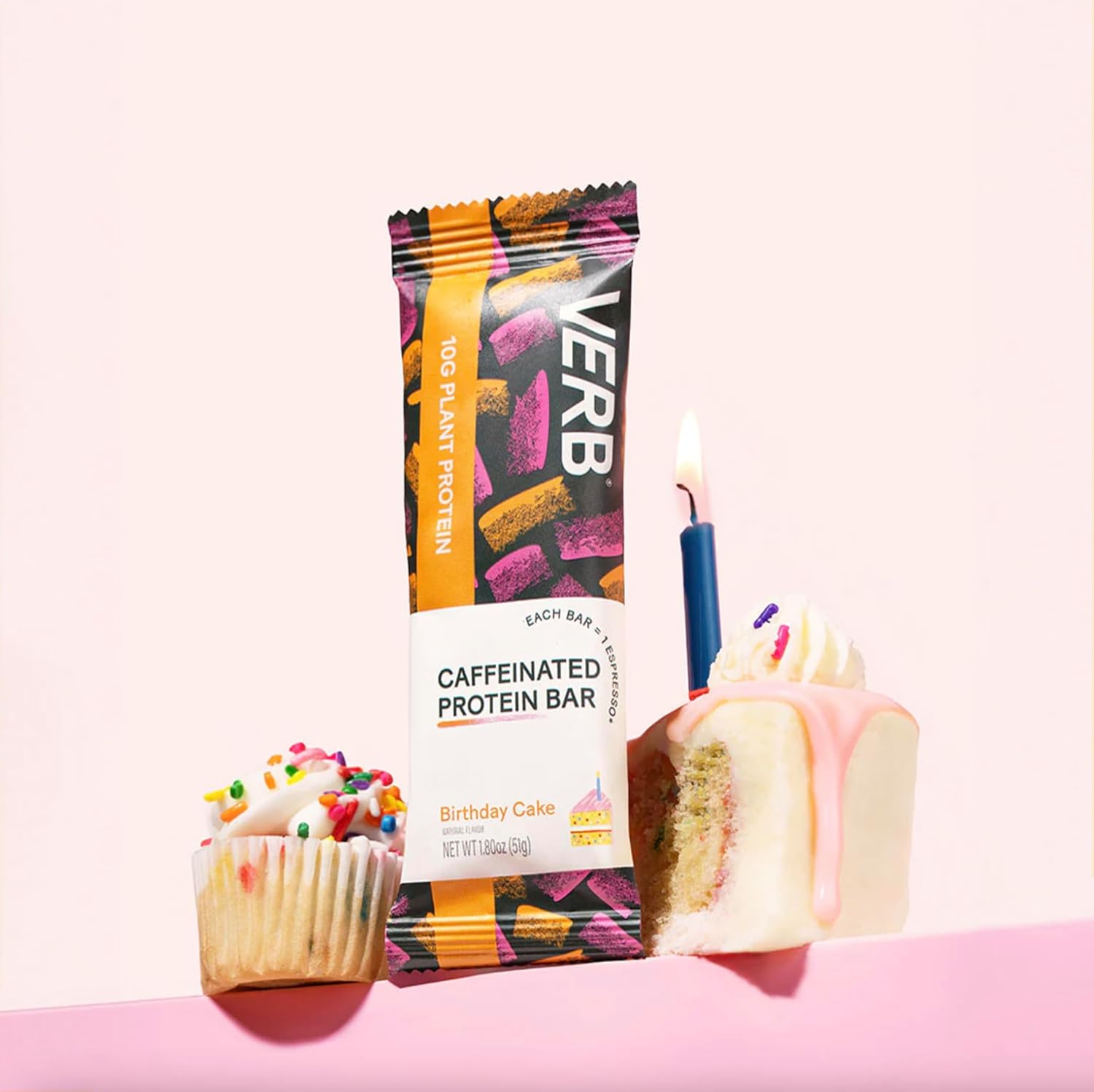 Verb Energy - Caffeinated Protein Bars Birthday Cake 10g Plant Based Protein Bars High Protein - Vegan Snack - Gluten Free Breakfast Snack with Organic Green Tea, 51g (Pack of 12) - Image 3