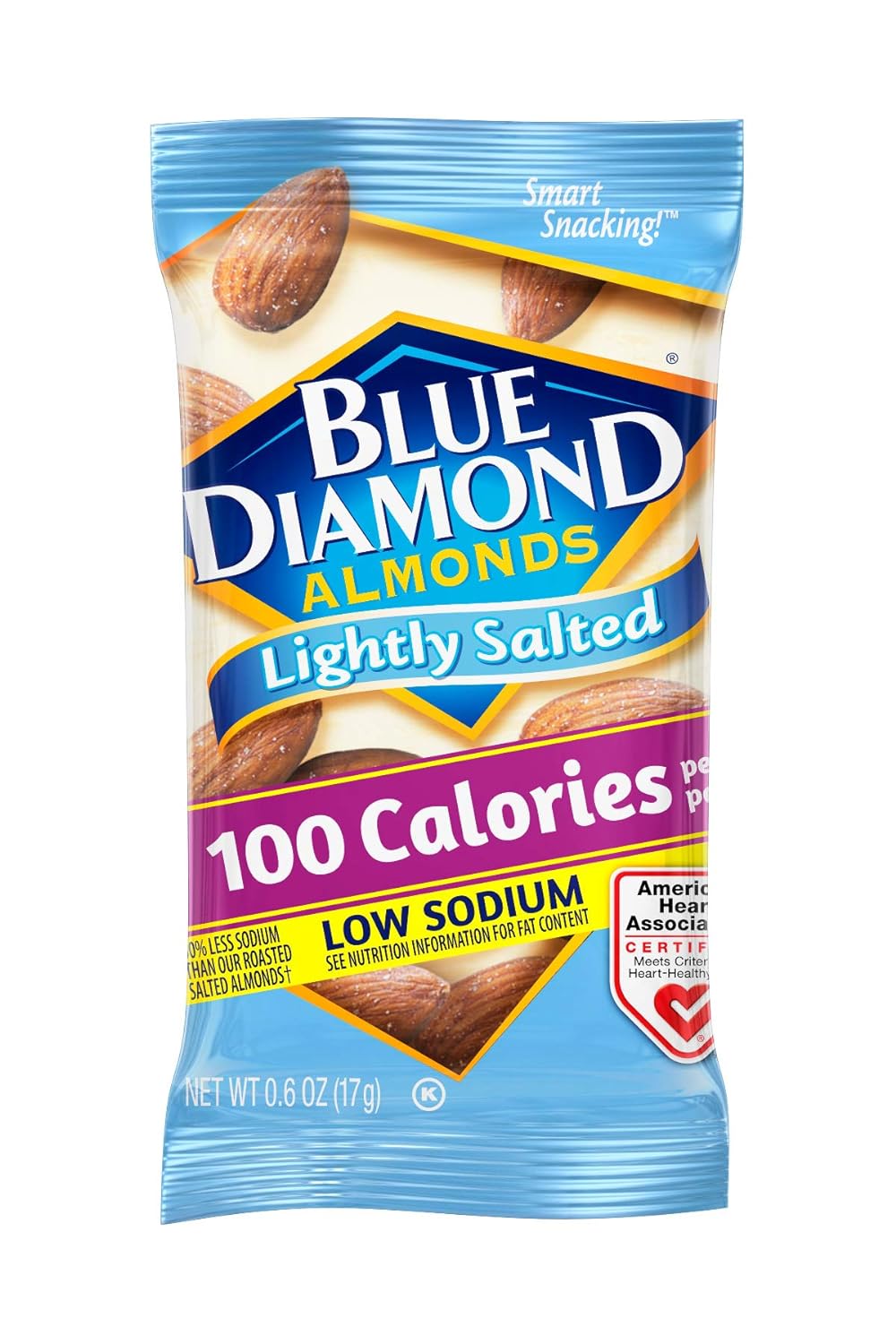 Blue Diamond Almonds Low Sodium Lightly Salted Snack Nuts, 100 Calorie Packs, 0.6 Ounce (Pack of 32) - Image 3