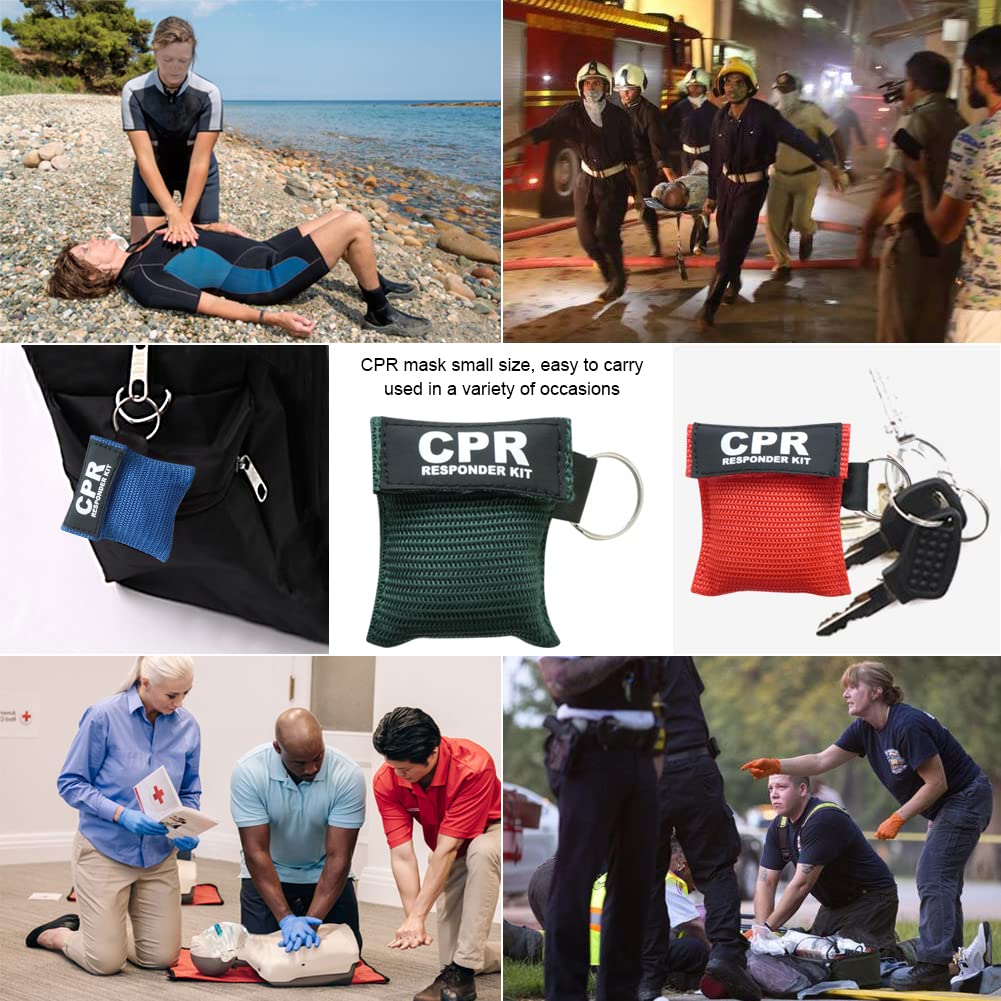 AOUTACC 50pcs CPR Face Shield Mask, Keychain Mask Disposable Emergency Kit CPR Face Shields Pocket Mask for First Aid Cardiac Resuscitation Training - Image 4