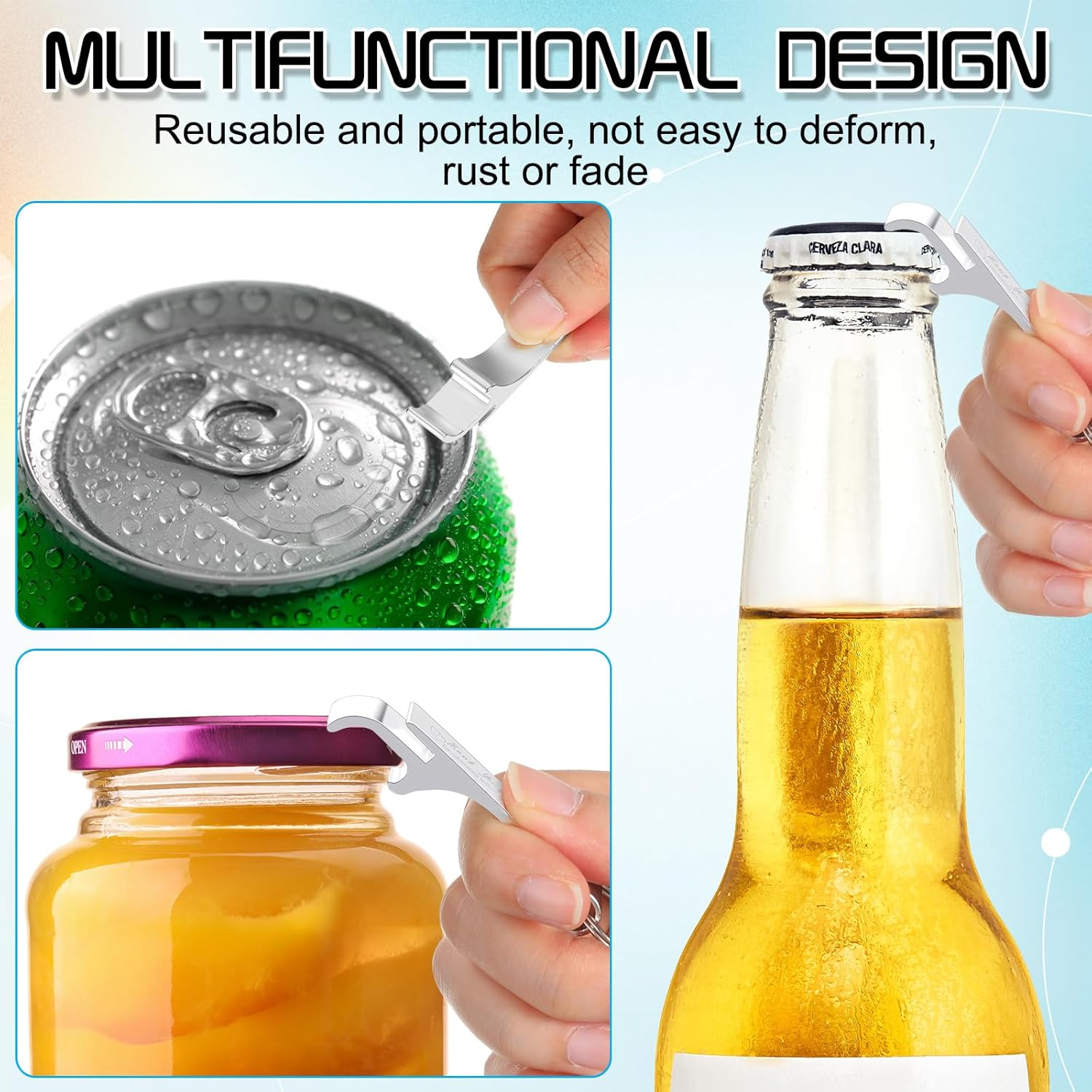 Dandat 100 Pcs Bottle Opener Keychain Bulk Personalized Thank You Wedding Favors for Guests Aluminum Wine Beer Opener Engraved Wedding Guest Gifts for Birthday Party Graduation Souvenirs(Silver) - Image 2