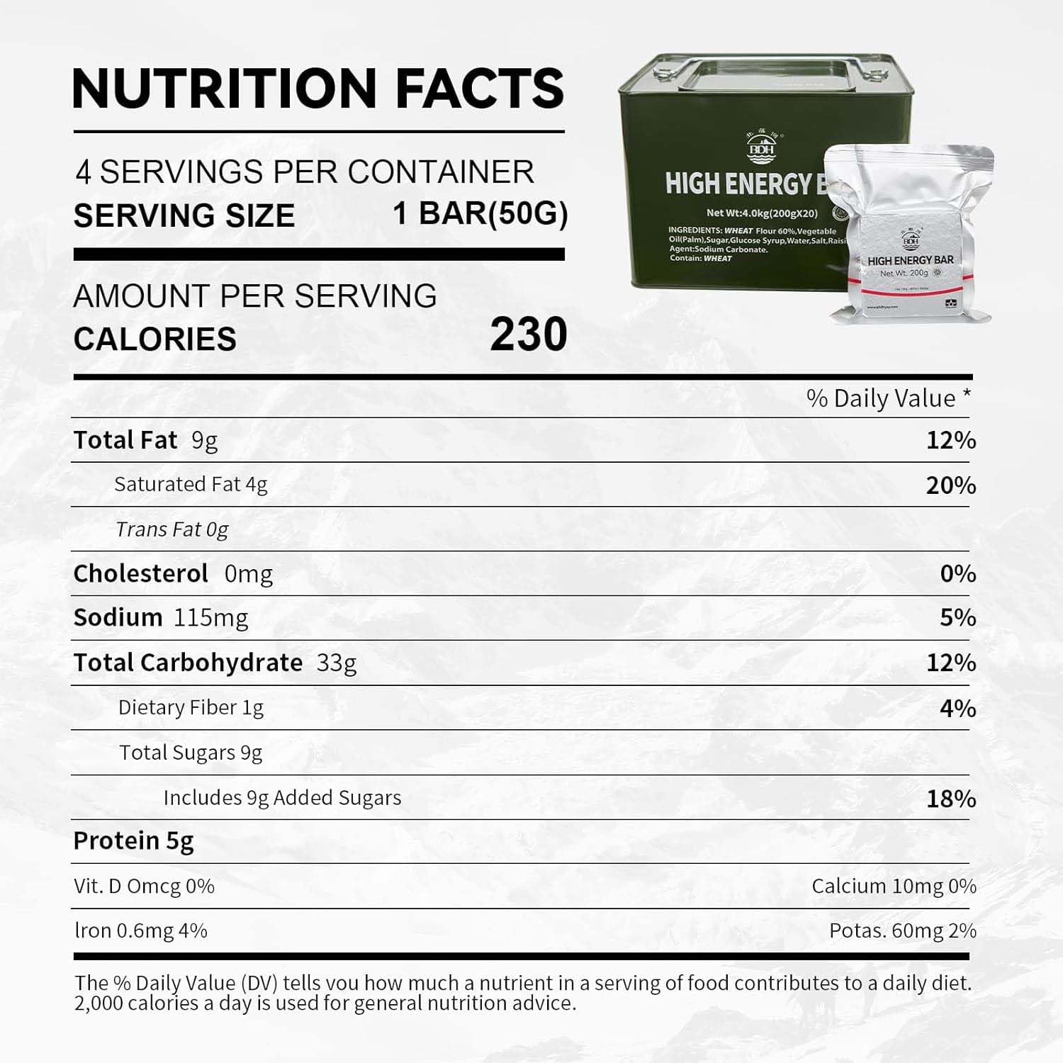 Emergency Food Rations Meal Ready To Eat, Long Self Life 18400 Calorie Survival Tabs Perfect for Camping, Hiking, Army Outdoor Disaster, 20 Pack with Tin Box - Image 2